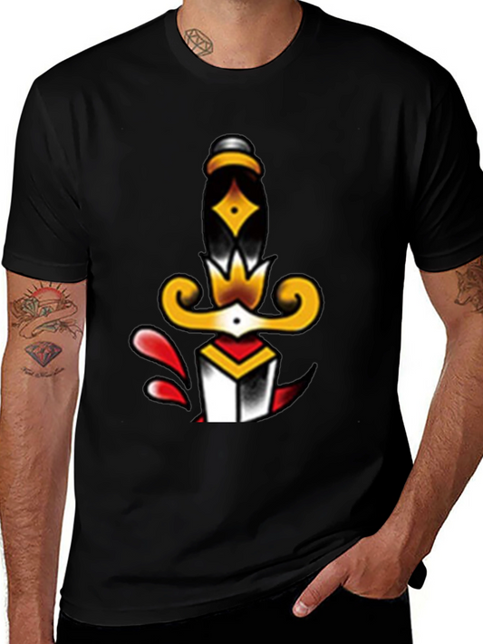 Dagger Tattoo Graphic Tee - Classic Black T-Shirt