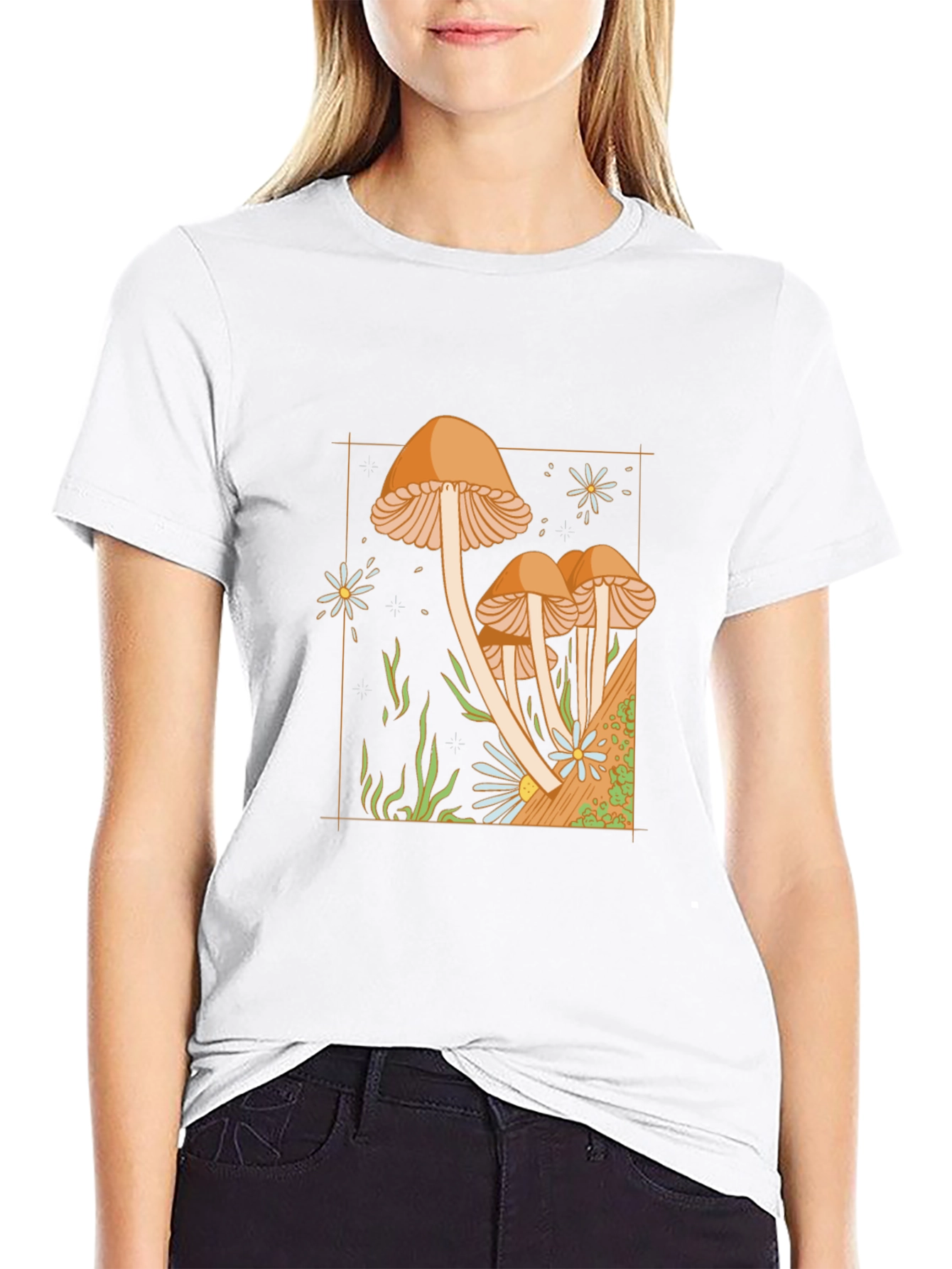 Mushroom Graphic Tee - Nature Inspired Black T-Shirt