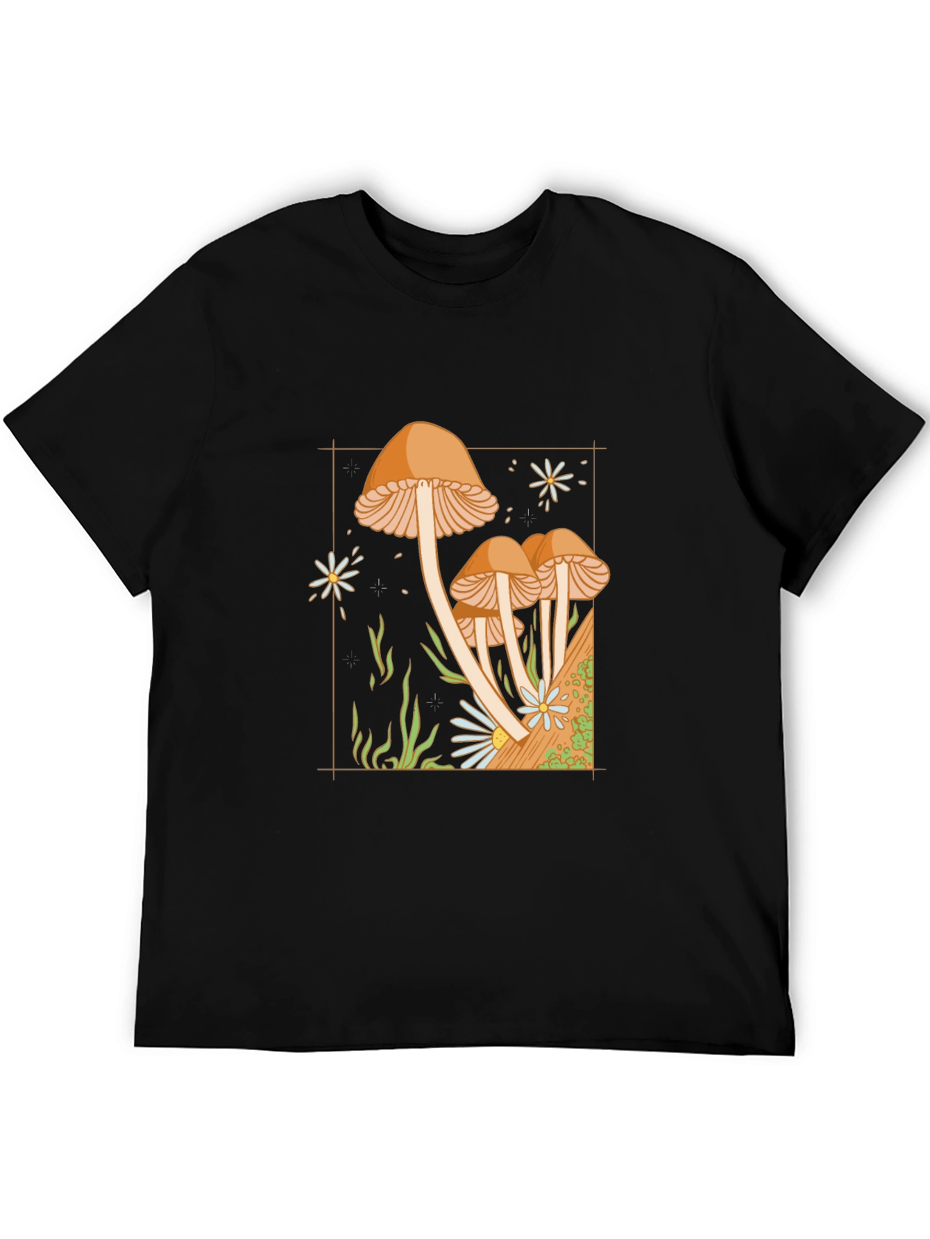 Mushroom Graphic Tee - Nature Inspired Black T-Shirt