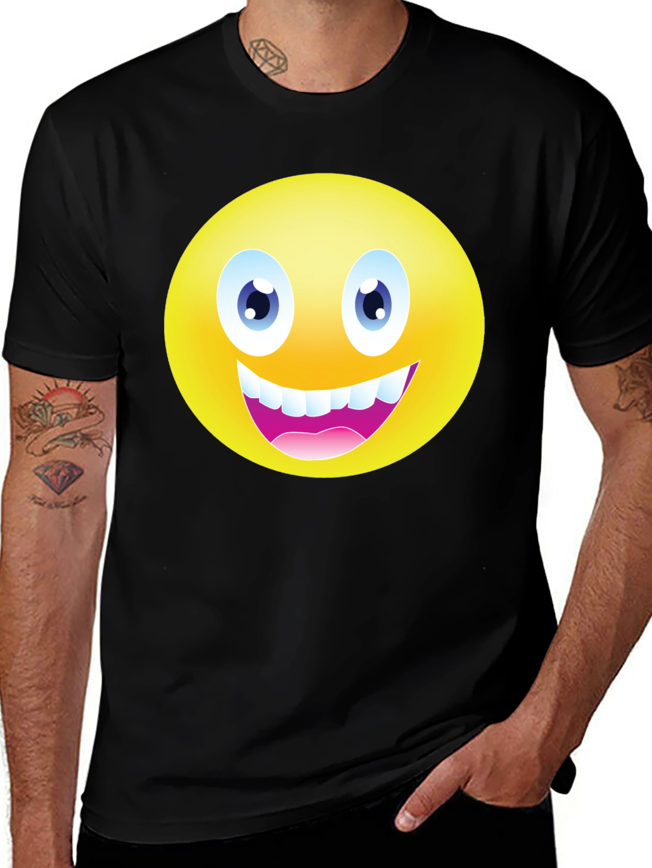 Funny Emoji Graphic Black T-Shirt