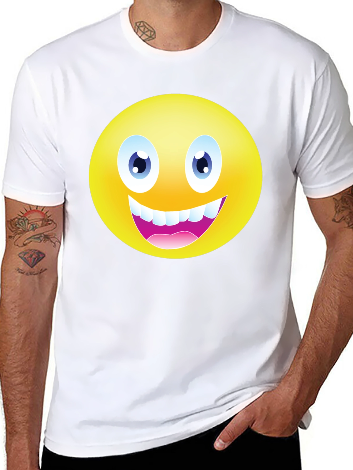 Funny Emoji Graphic Black T-Shirt