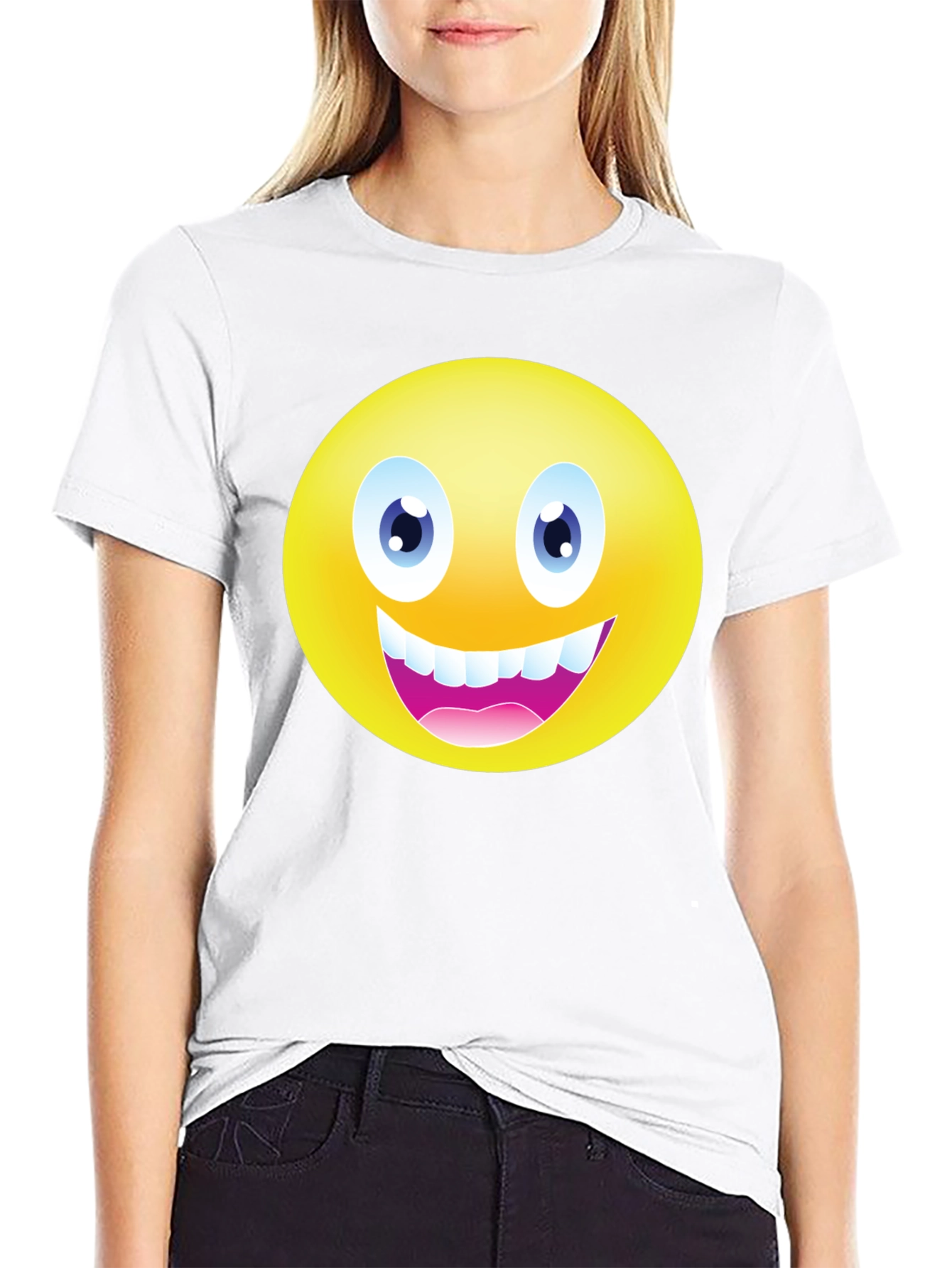 Funny Emoji Graphic Black T-Shirt