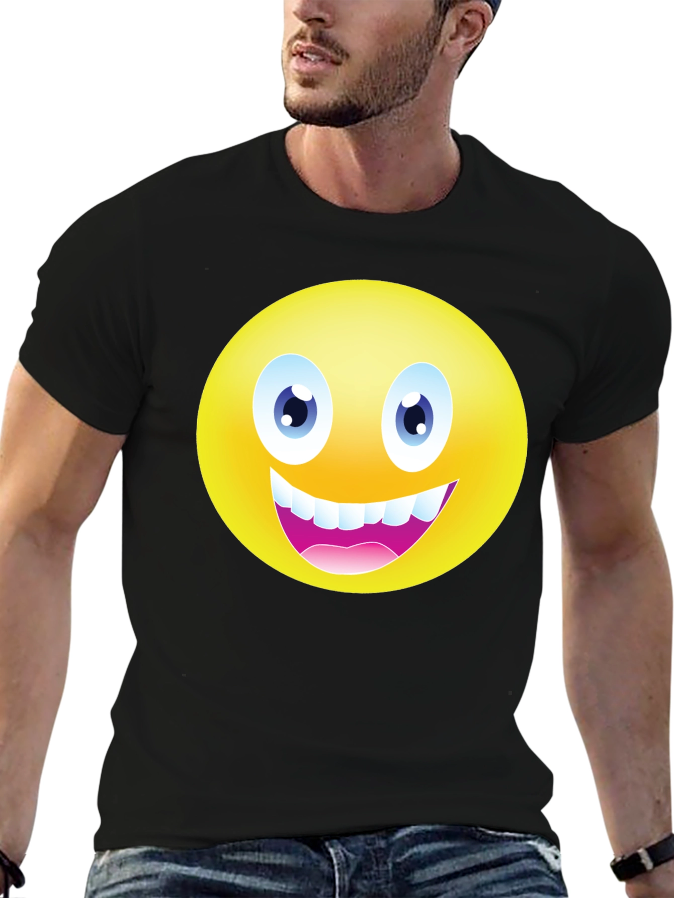Funny Emoji Graphic Black T-Shirt