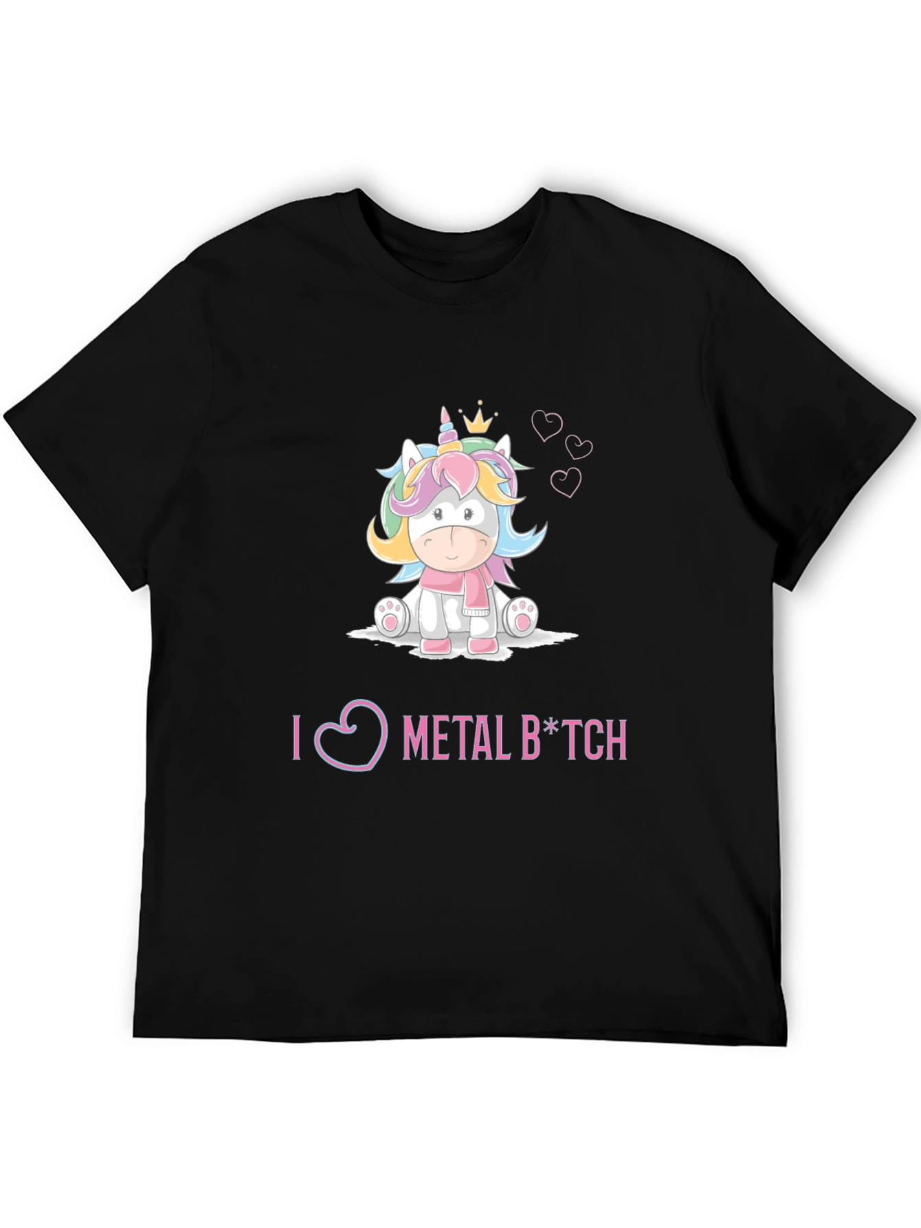 Unicorn Metal B*tch Graphic Black T-Shirt