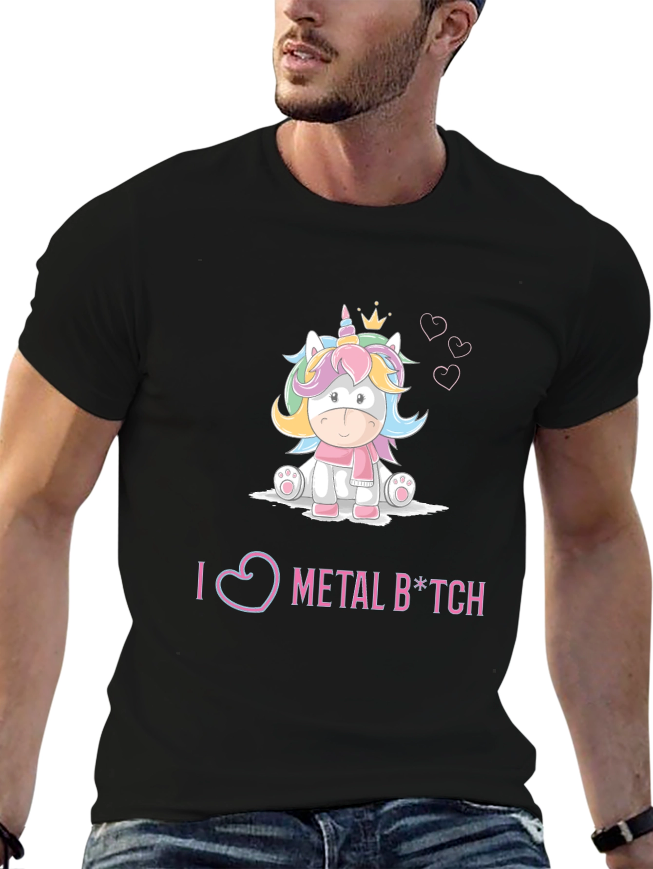 Unicorn Metal B*tch Graphic Black T-Shirt