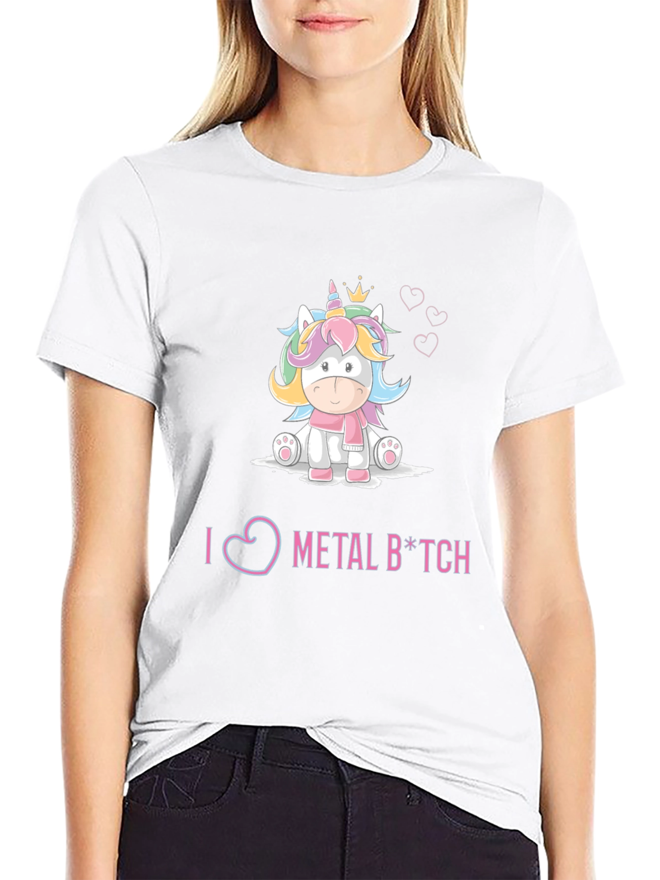 Unicorn Metal B*tch Graphic Black T-Shirt