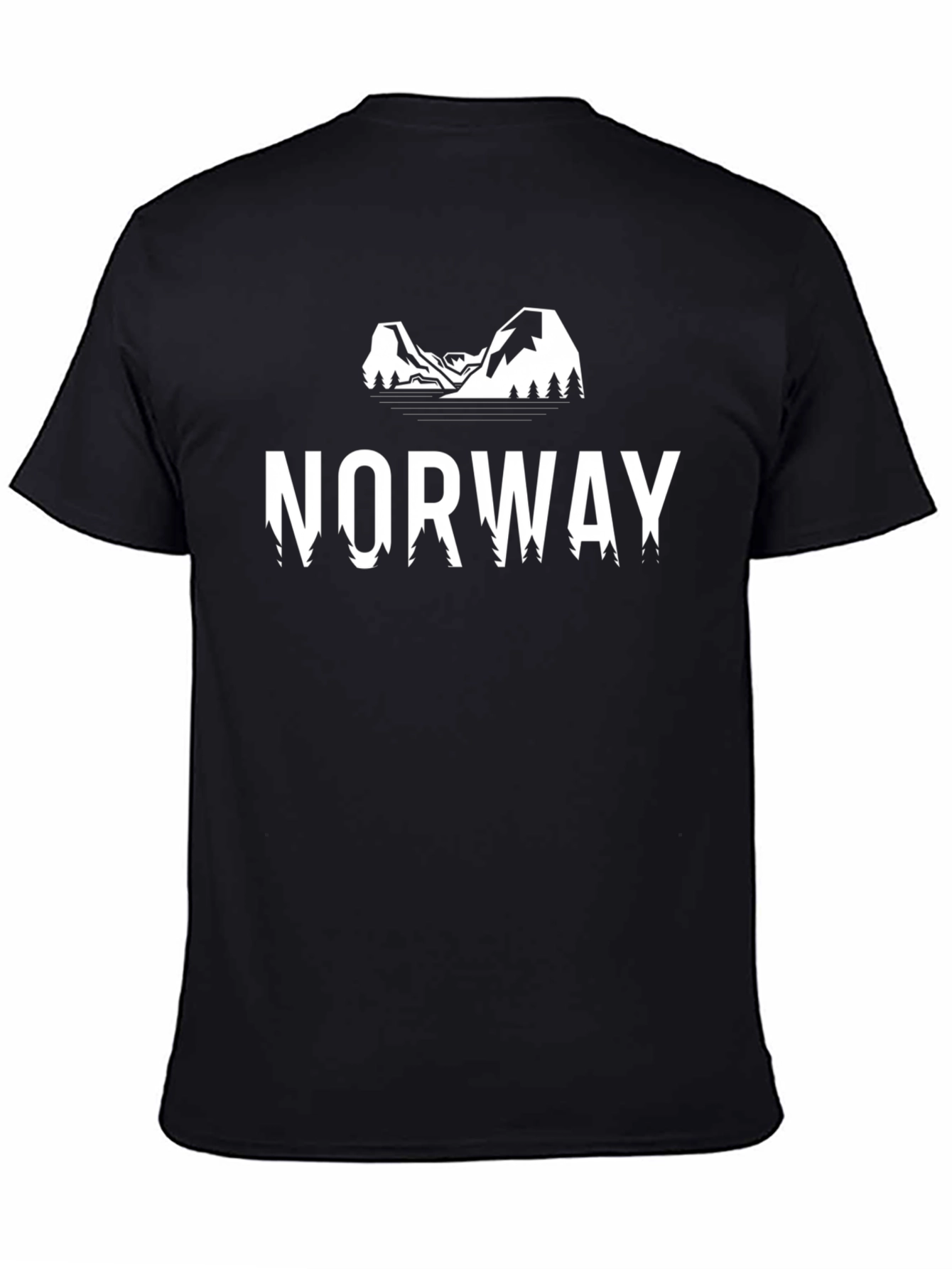 Norway Mountain Graphic Tee - Black Cotton T-Shirt