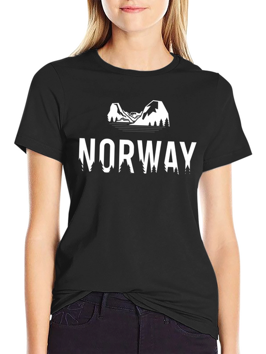 Norway Mountain Graphic Tee - Black Cotton T-Shirt