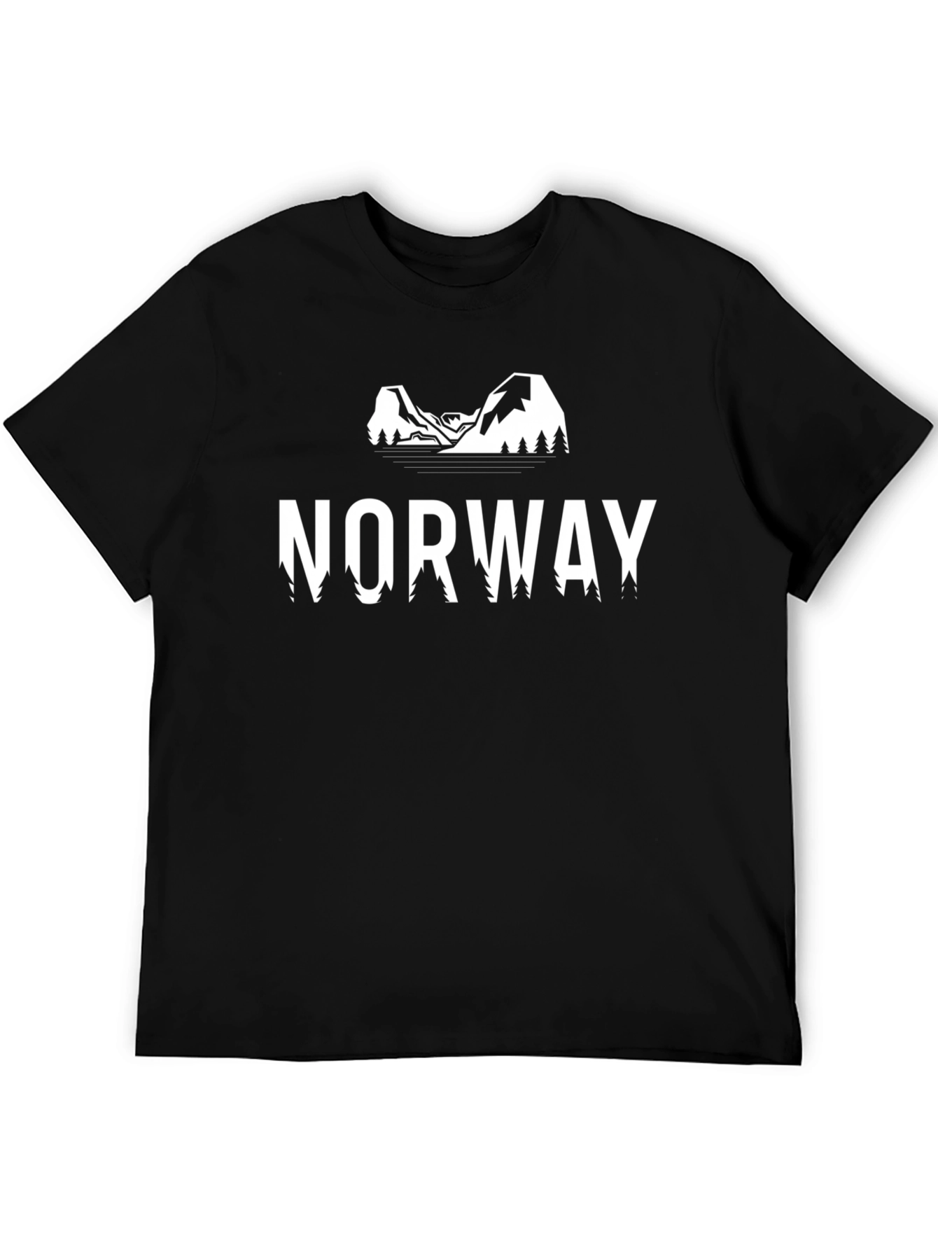 Norway Mountain Graphic Tee - Black Cotton T-Shirt