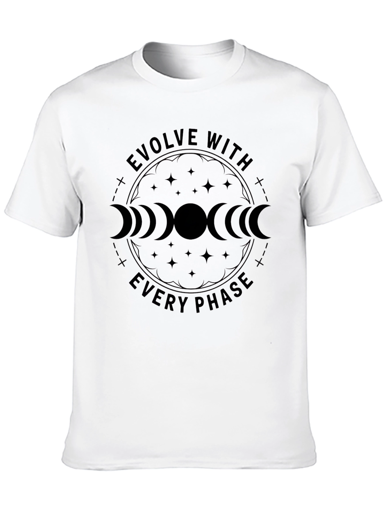 Evolve With Every Phase Black Graphic Tee