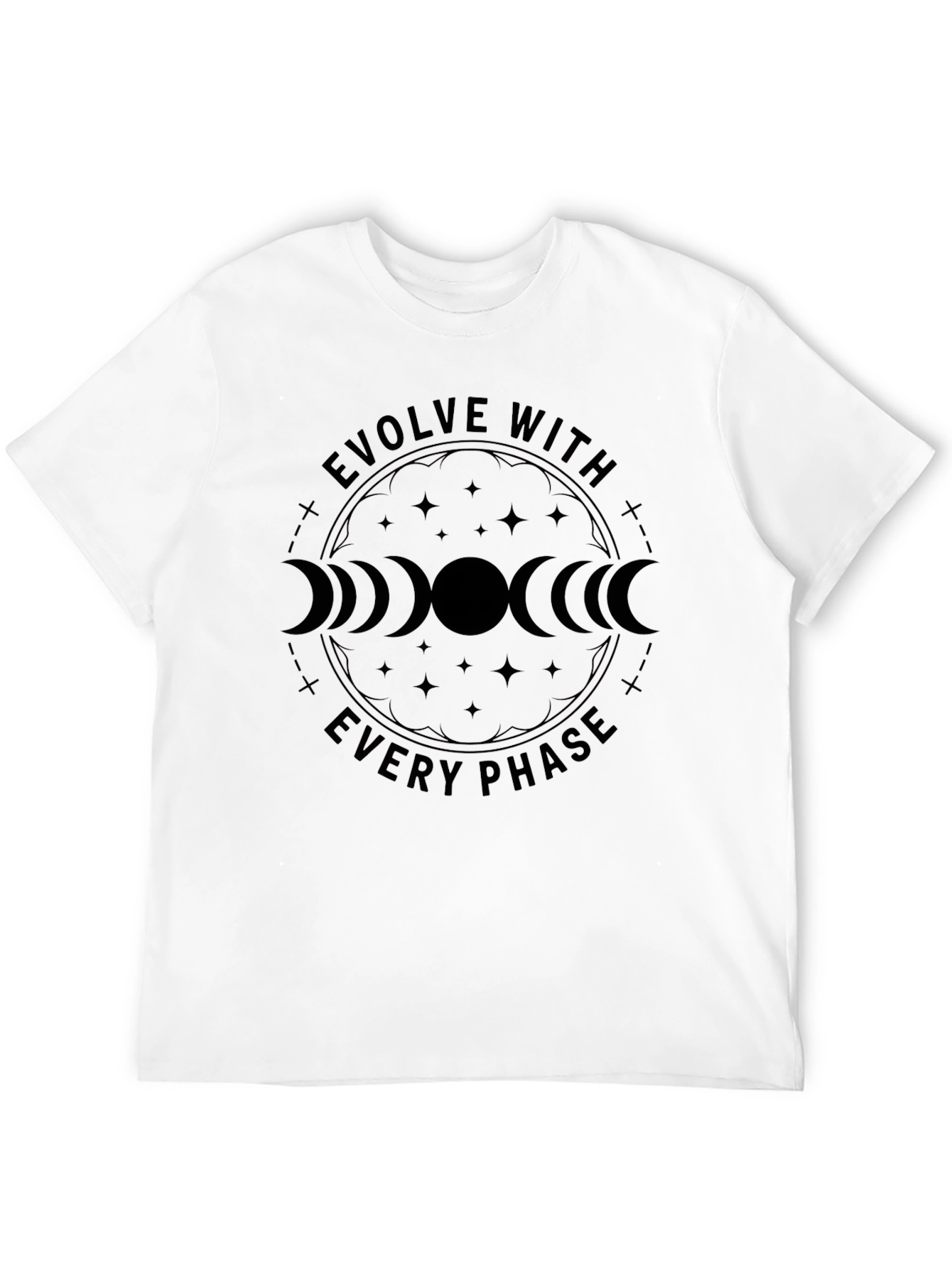 Evolve With Every Phase Black Graphic Tee