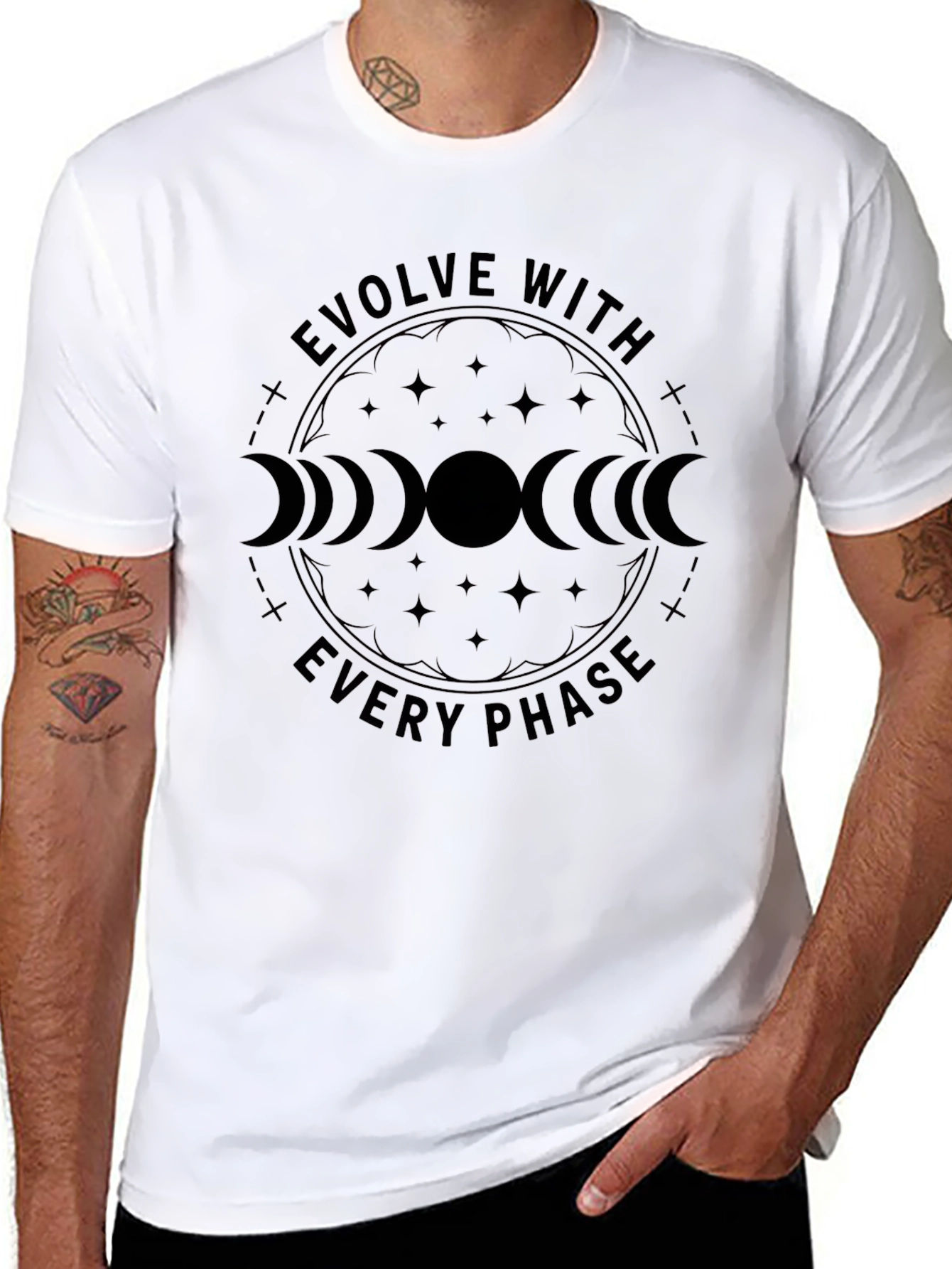 Evolve With Every Phase Black Graphic Tee