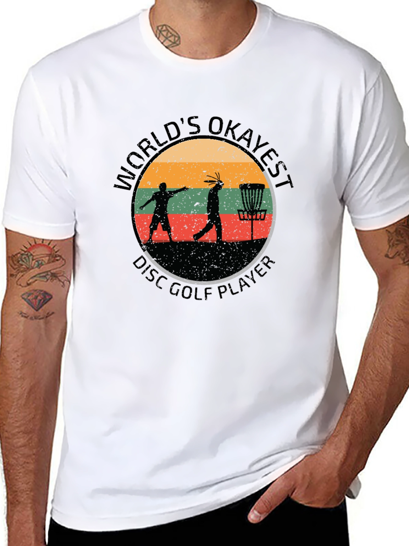 Worlds Okayest Disc Golf Player Black T-Shirt
