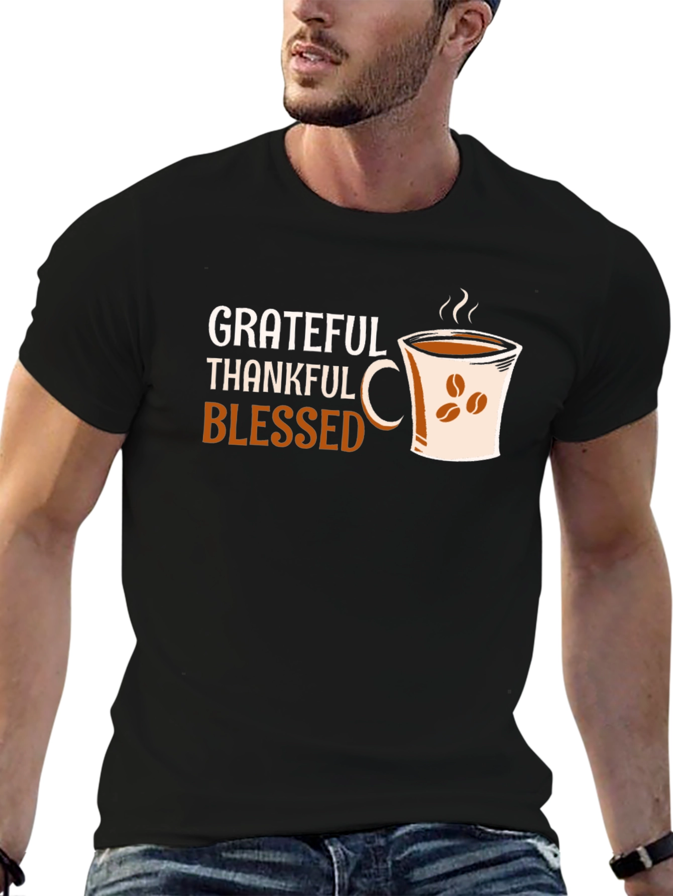 Grateful Thankful Blessed Coffee Cup T-Shirt