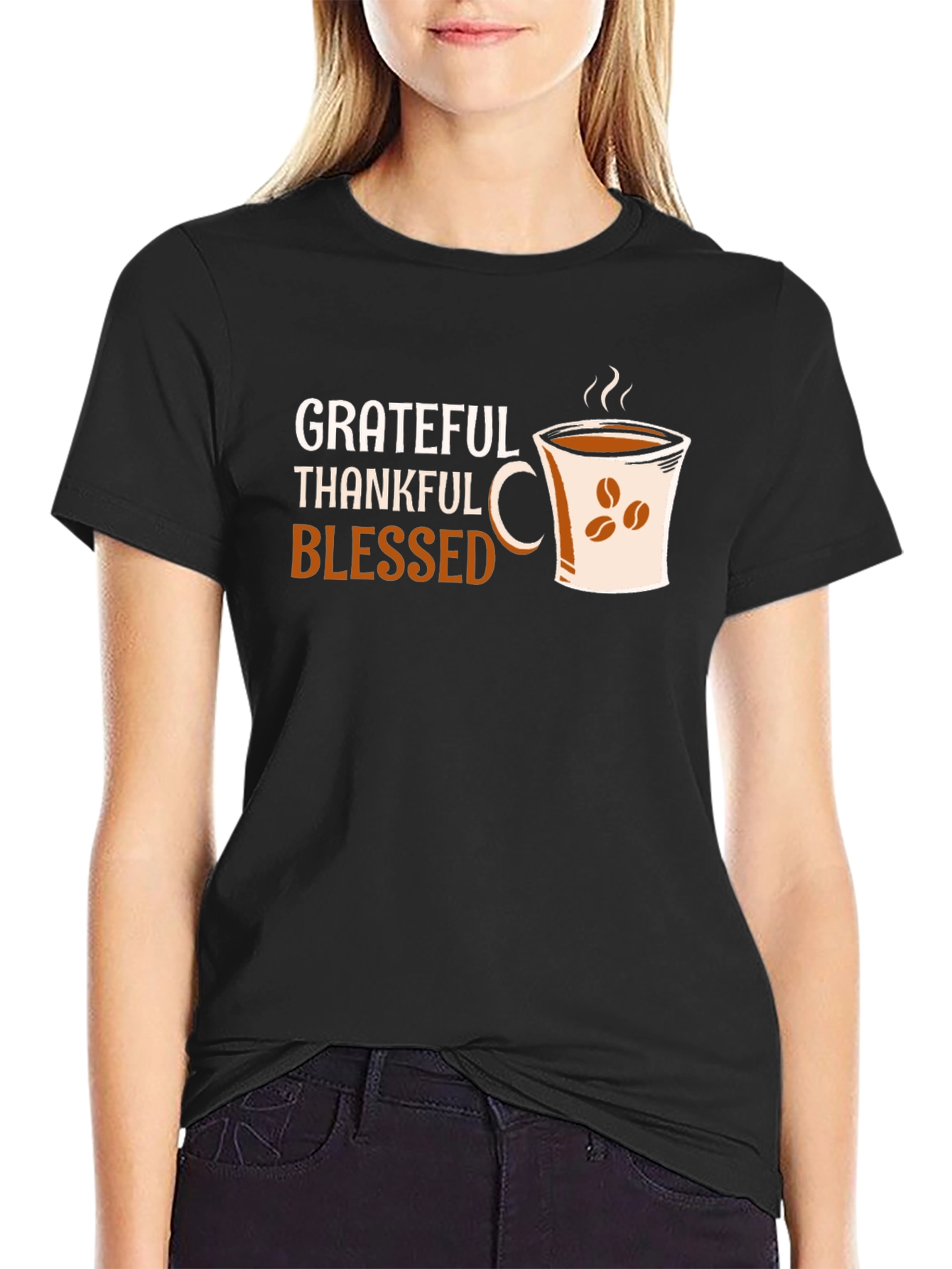 Grateful Thankful Blessed Coffee Cup T-Shirt
