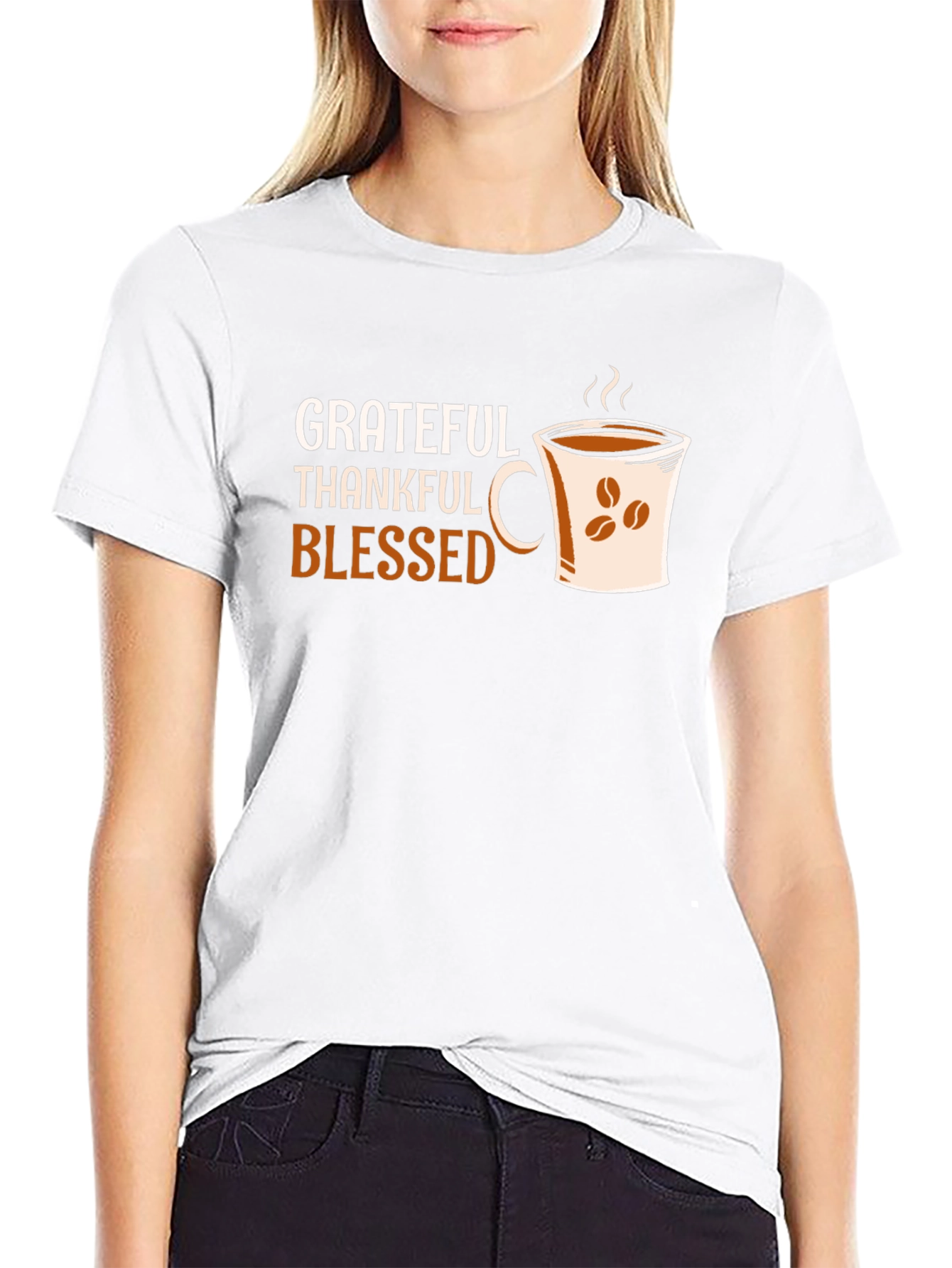 Grateful Thankful Blessed Coffee Cup T-Shirt