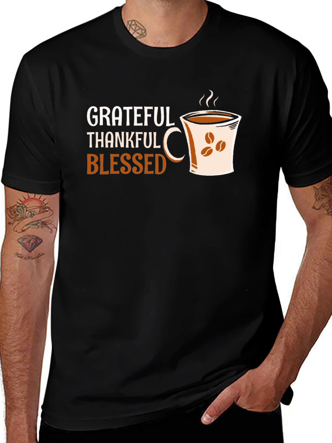 Grateful Thankful Blessed Coffee Cup T-Shirt