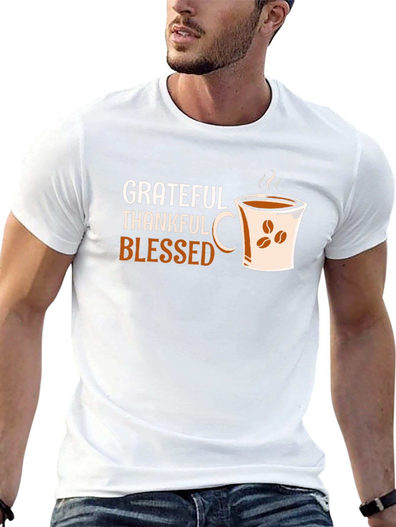 Grateful Thankful Blessed Coffee Cup T-Shirt