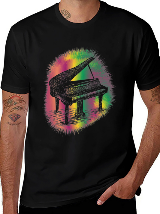 Grand Piano Graphic Tee - Colorful Music Lover Shirt