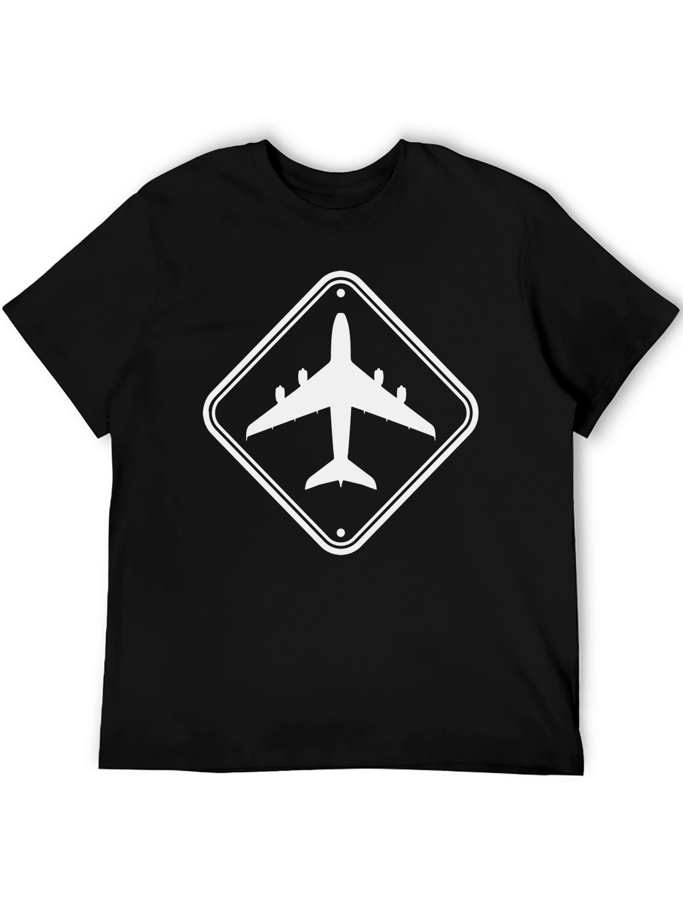 Airplane Sign Graphic Black T-Shirt