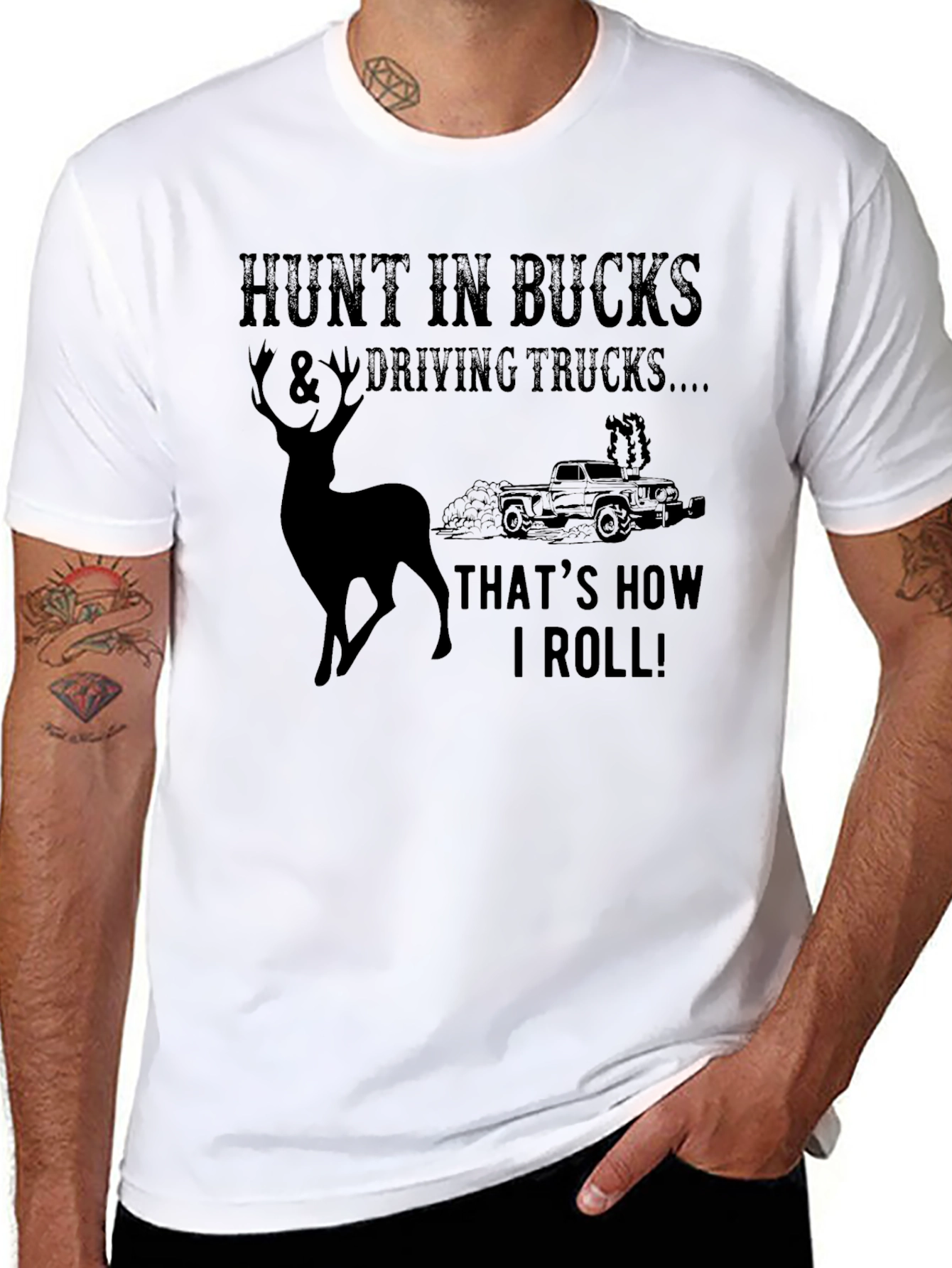 Hunt In Bucks & Driving Trucks Graphic T-Shirt