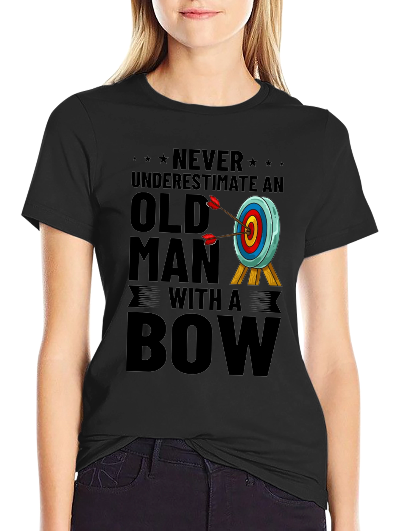 Never Underestimate Old Man with a Bow T-Shirt