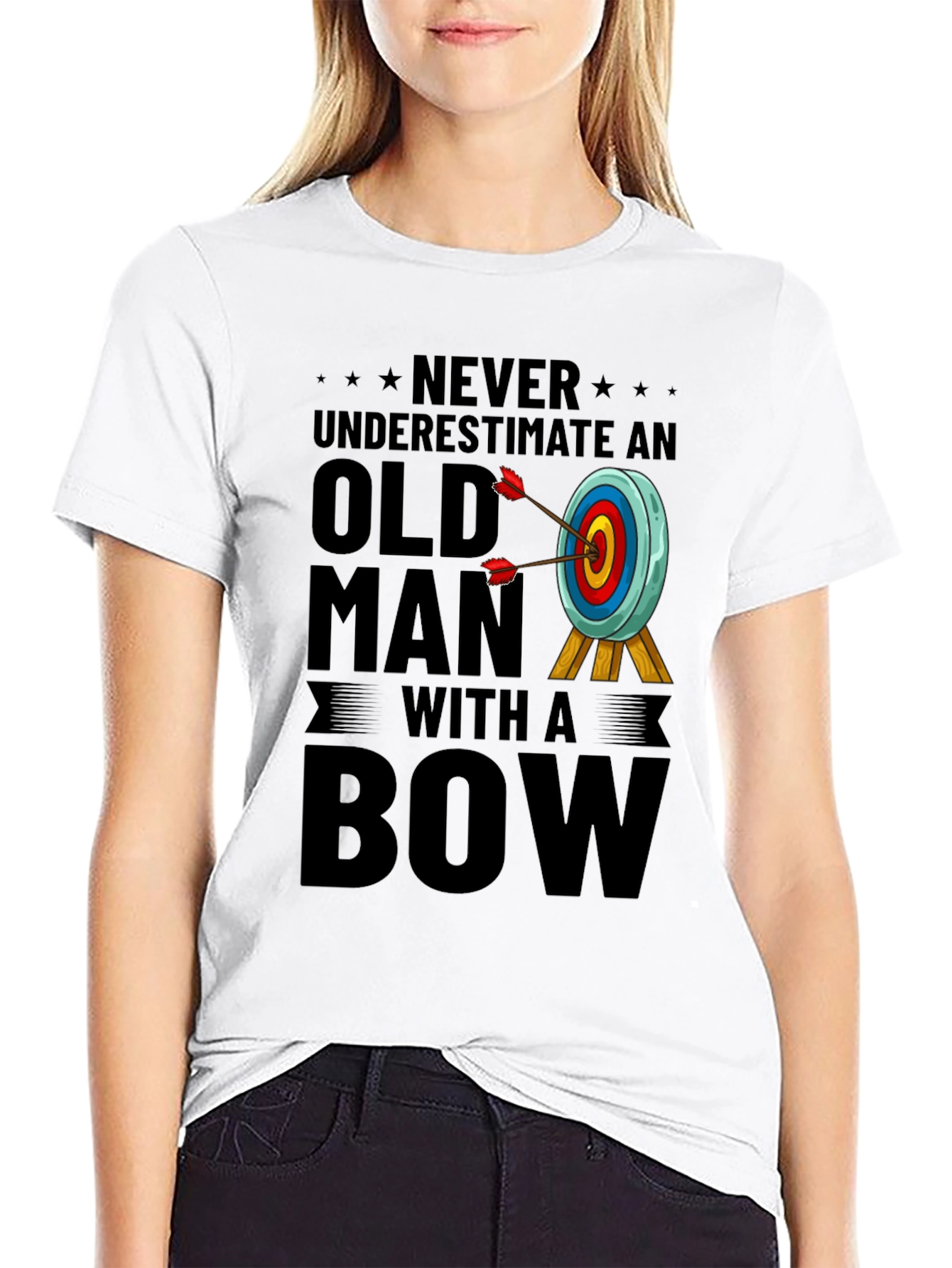 Never Underestimate Old Man with a Bow T-Shirt