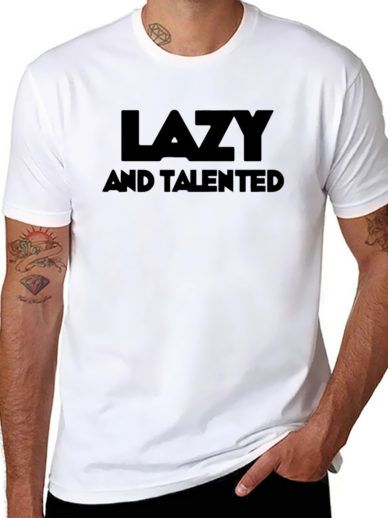 Lazy and Talented Graphic Tee - Black Cotton T-Shirt