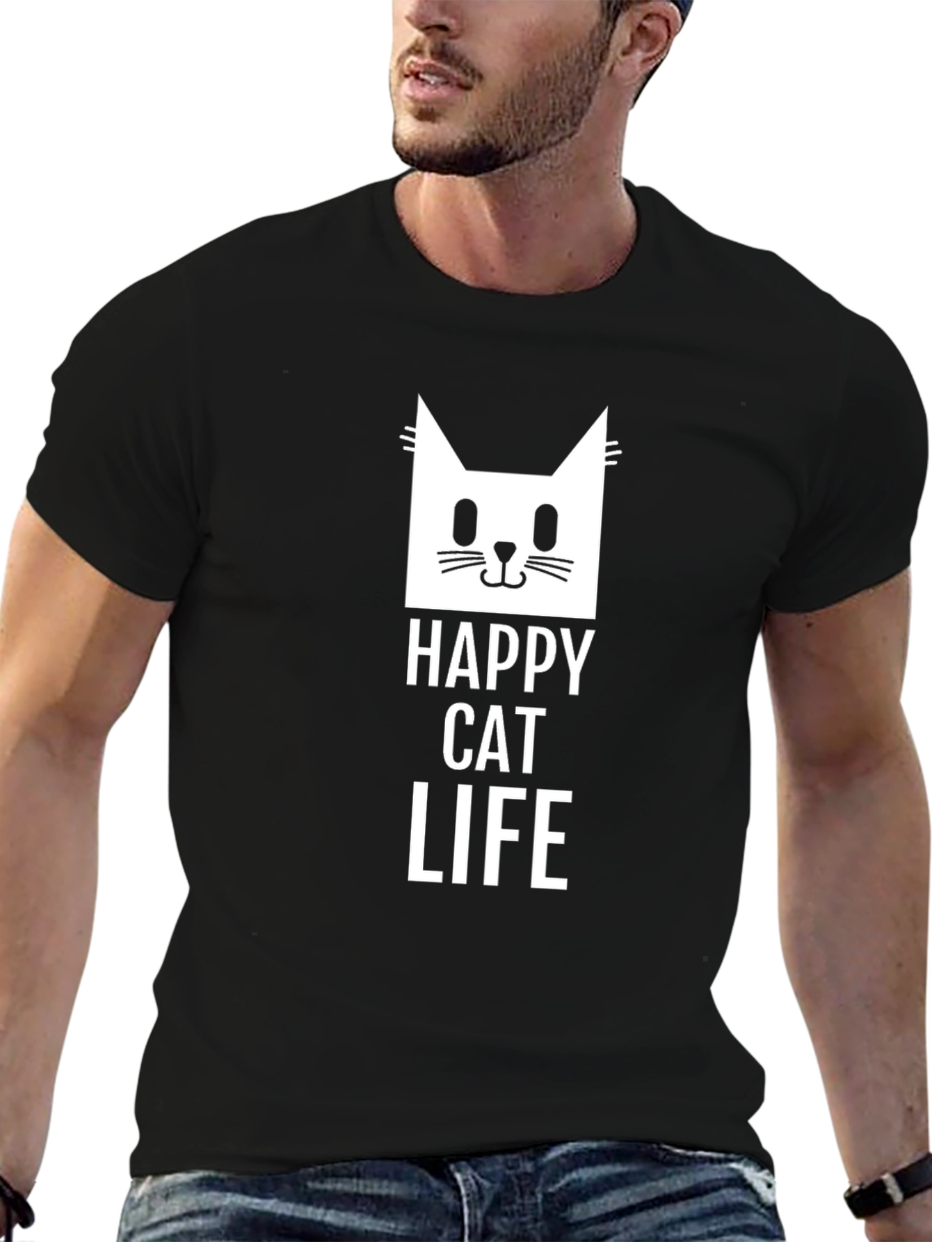 Happy Cat Life Black Graphic Tee