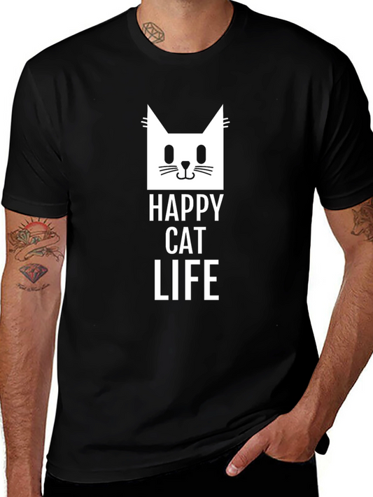 Happy Cat Life Black Graphic Tee