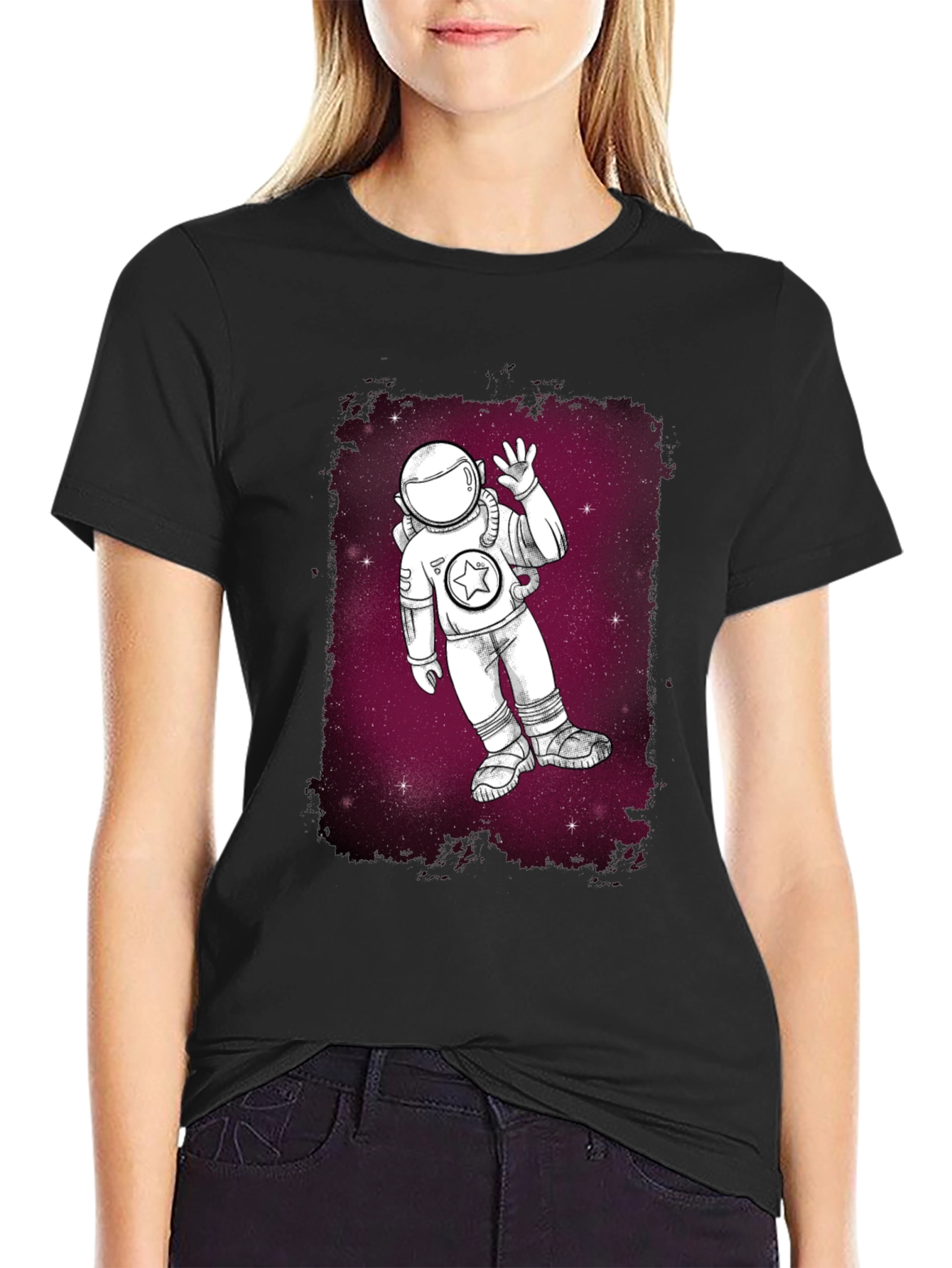 Astronaut in Space Graphic T-Shirt - Black