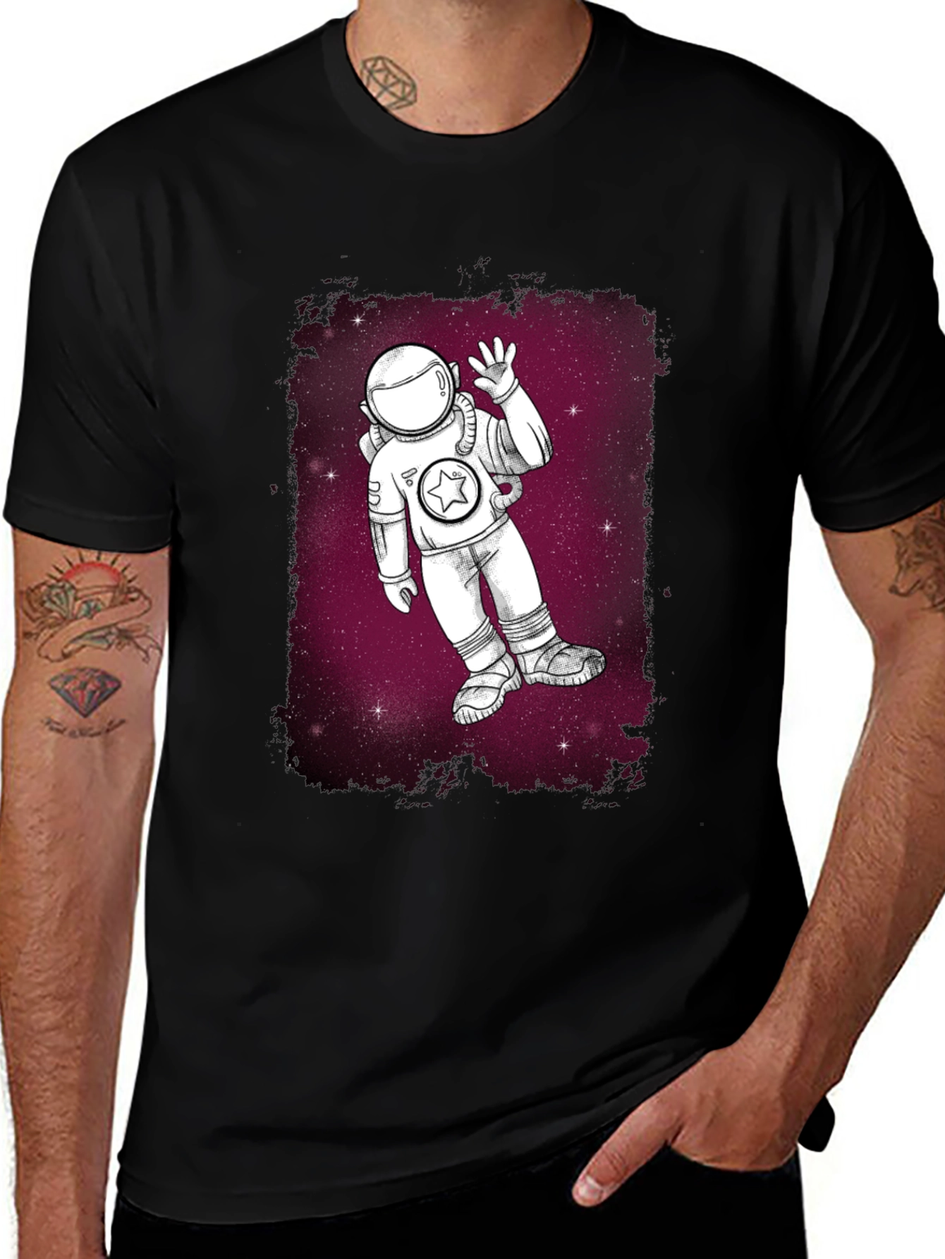 Astronaut in Space Graphic T-Shirt - Black