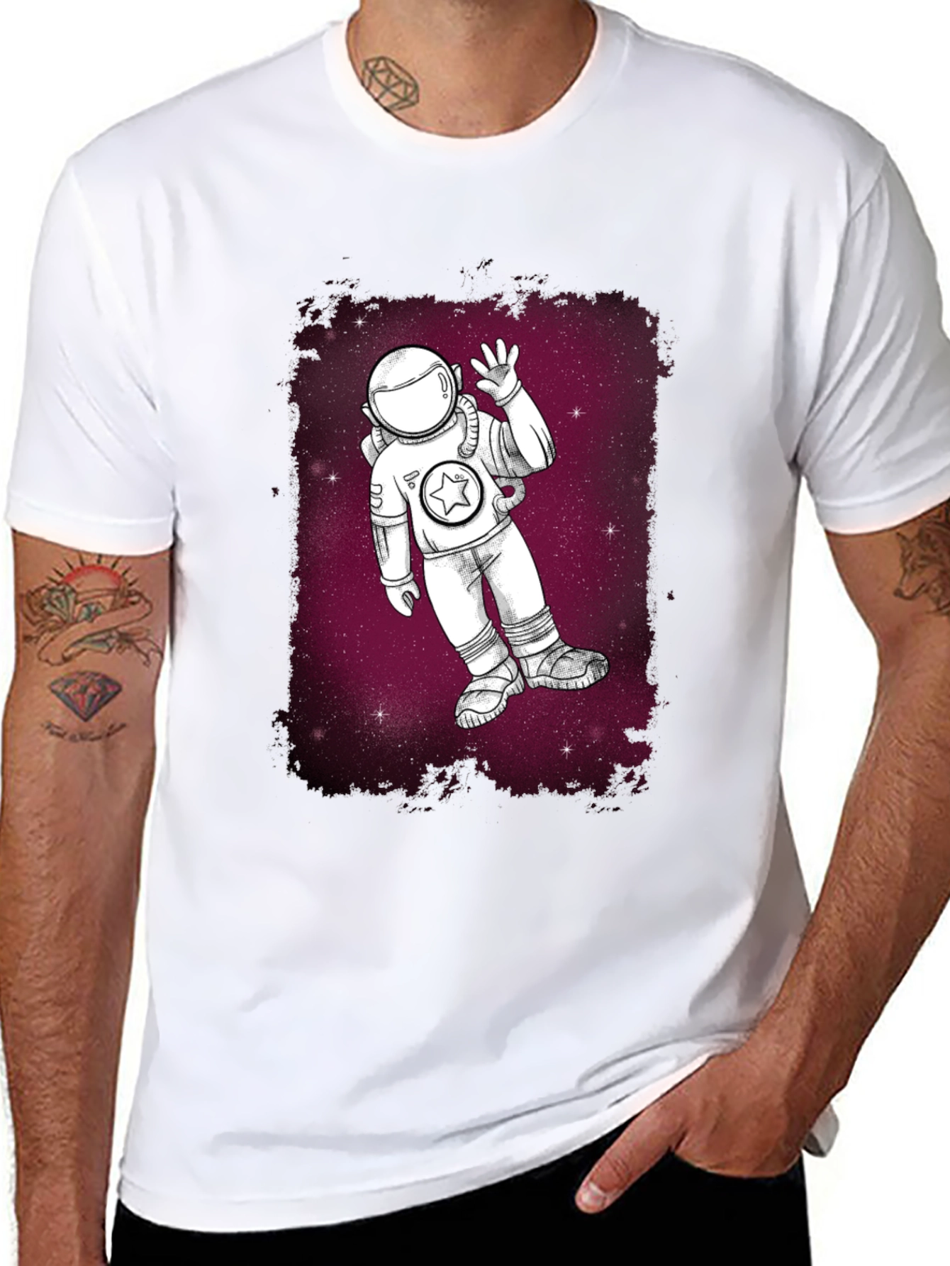 Astronaut in Space Graphic T-Shirt - Black