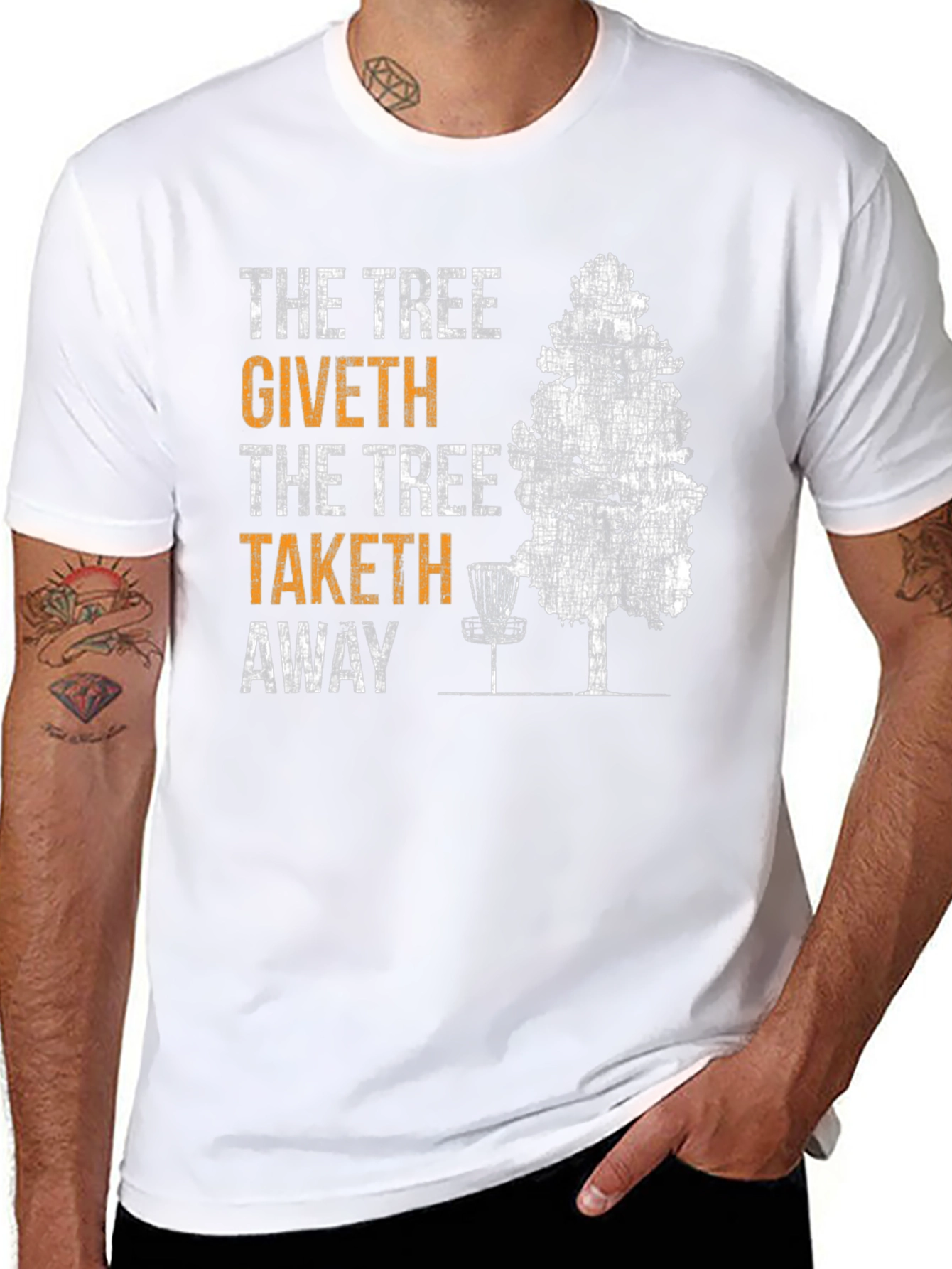 The Tree Giveth Taketh Away Disc Golf T-Shirt