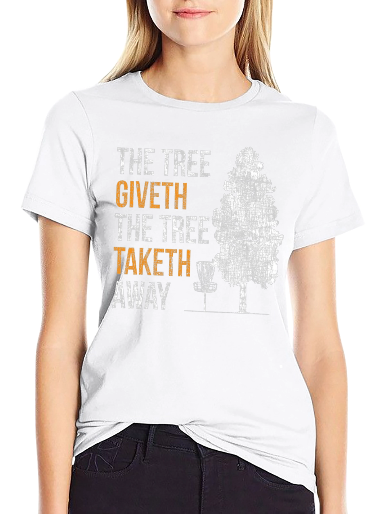 The Tree Giveth Taketh Away Disc Golf T-Shirt