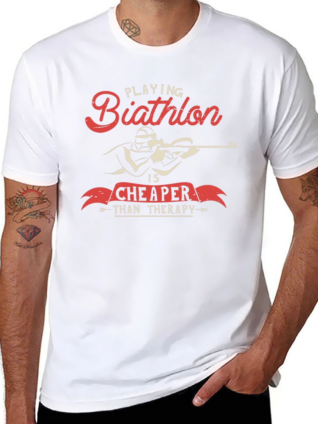 Biathlon Cheaper Than Therapy Graphic T-Shirt