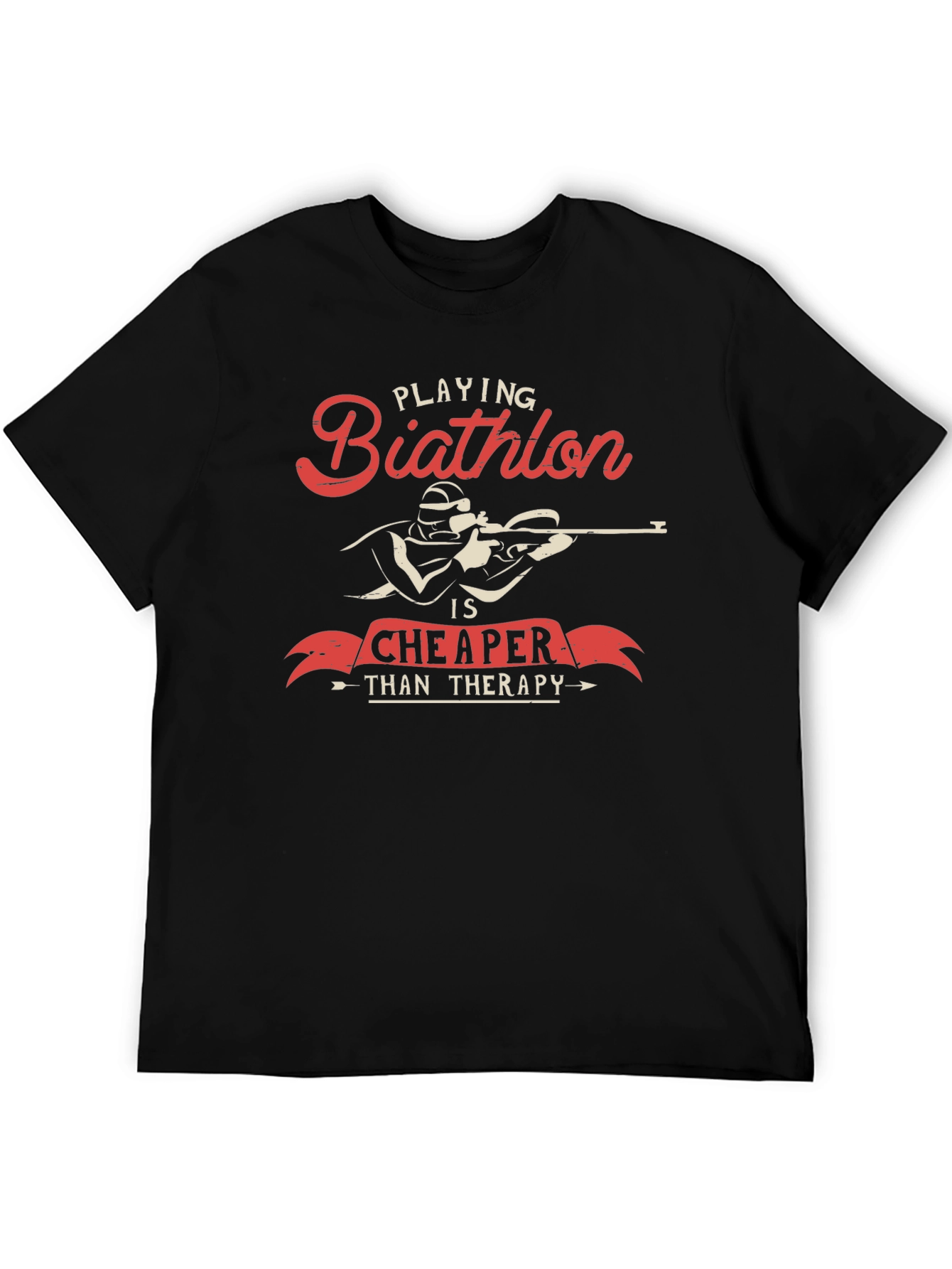 Biathlon Cheaper Than Therapy Graphic T-Shirt
