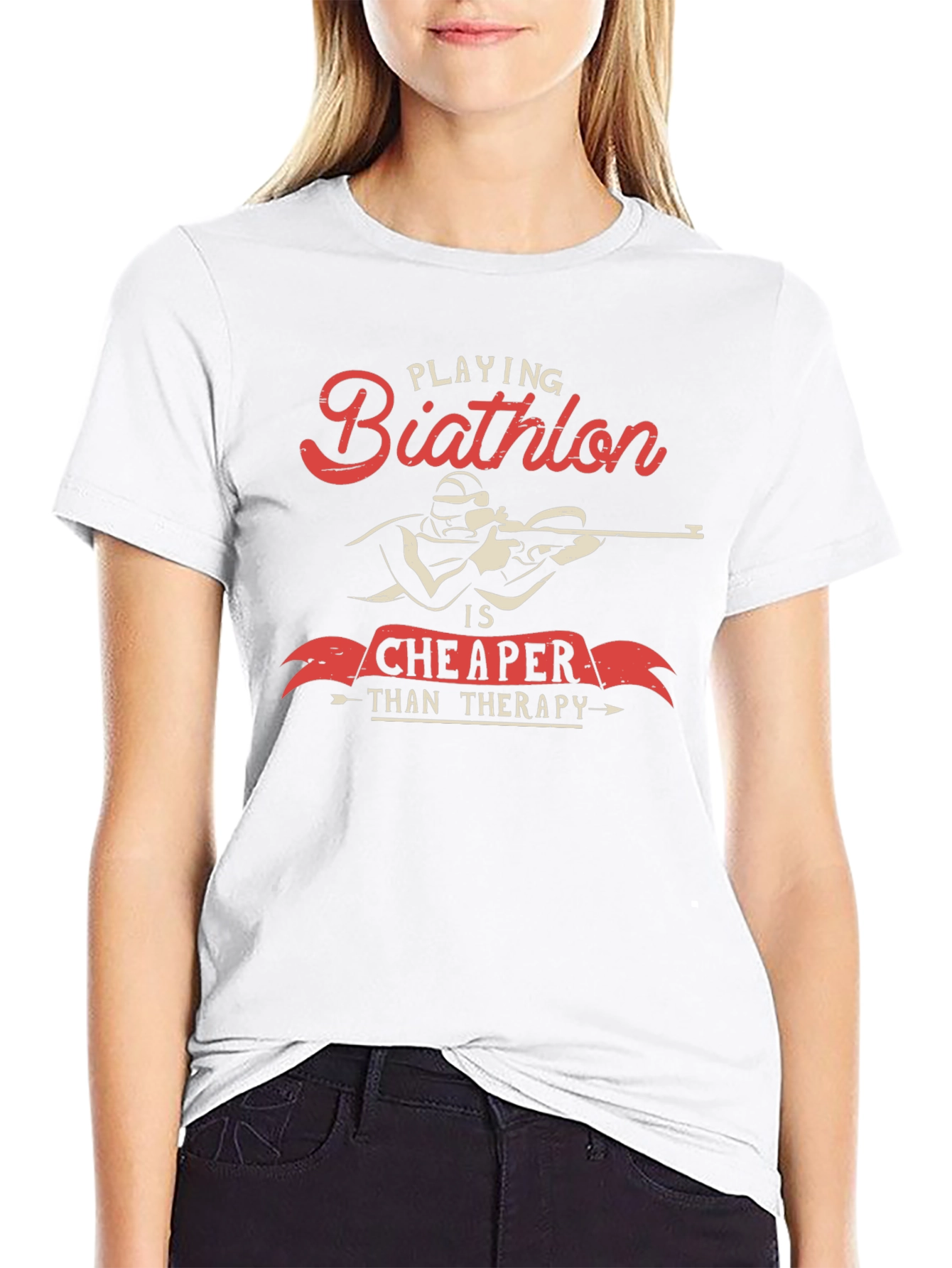 Biathlon Cheaper Than Therapy Graphic T-Shirt