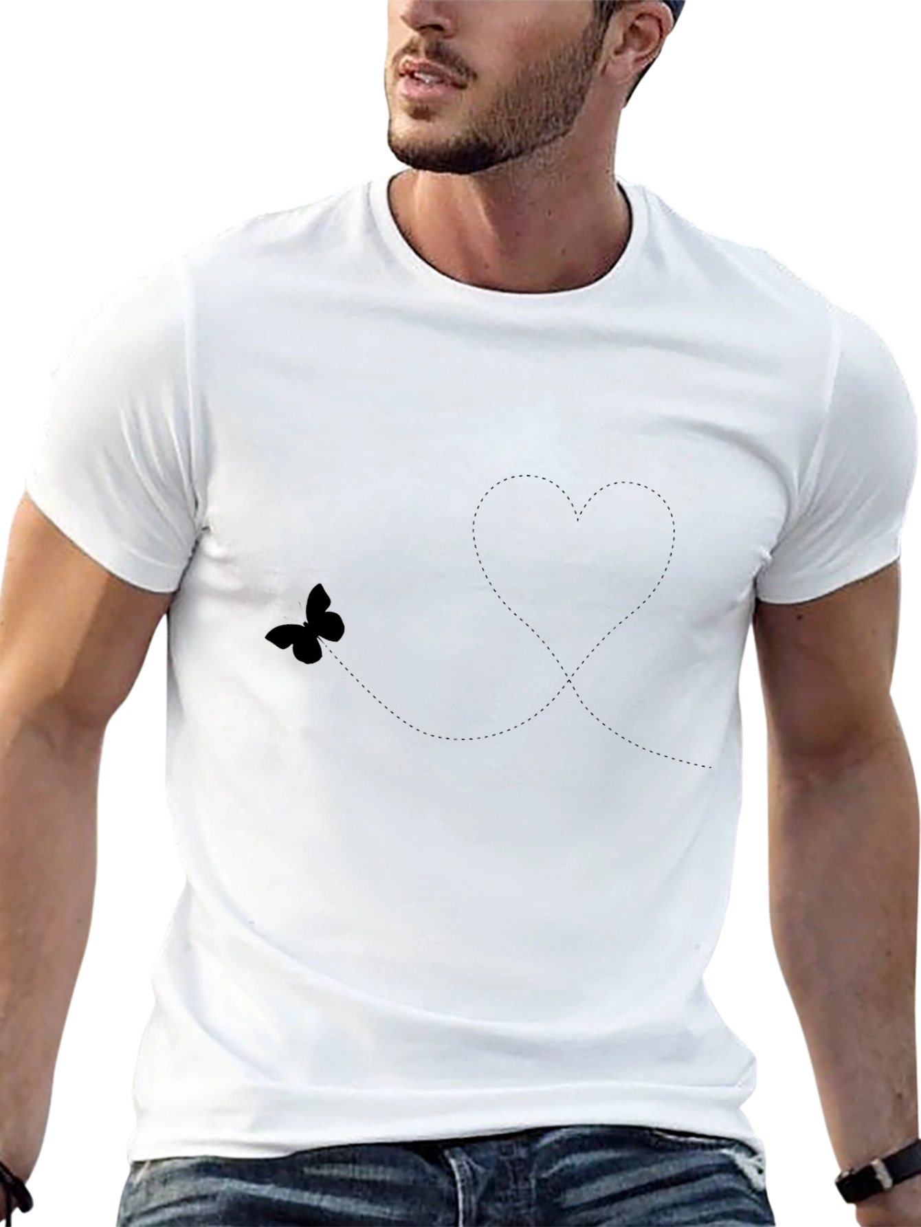 Butterfly Heart Graphic Black T-Shirt