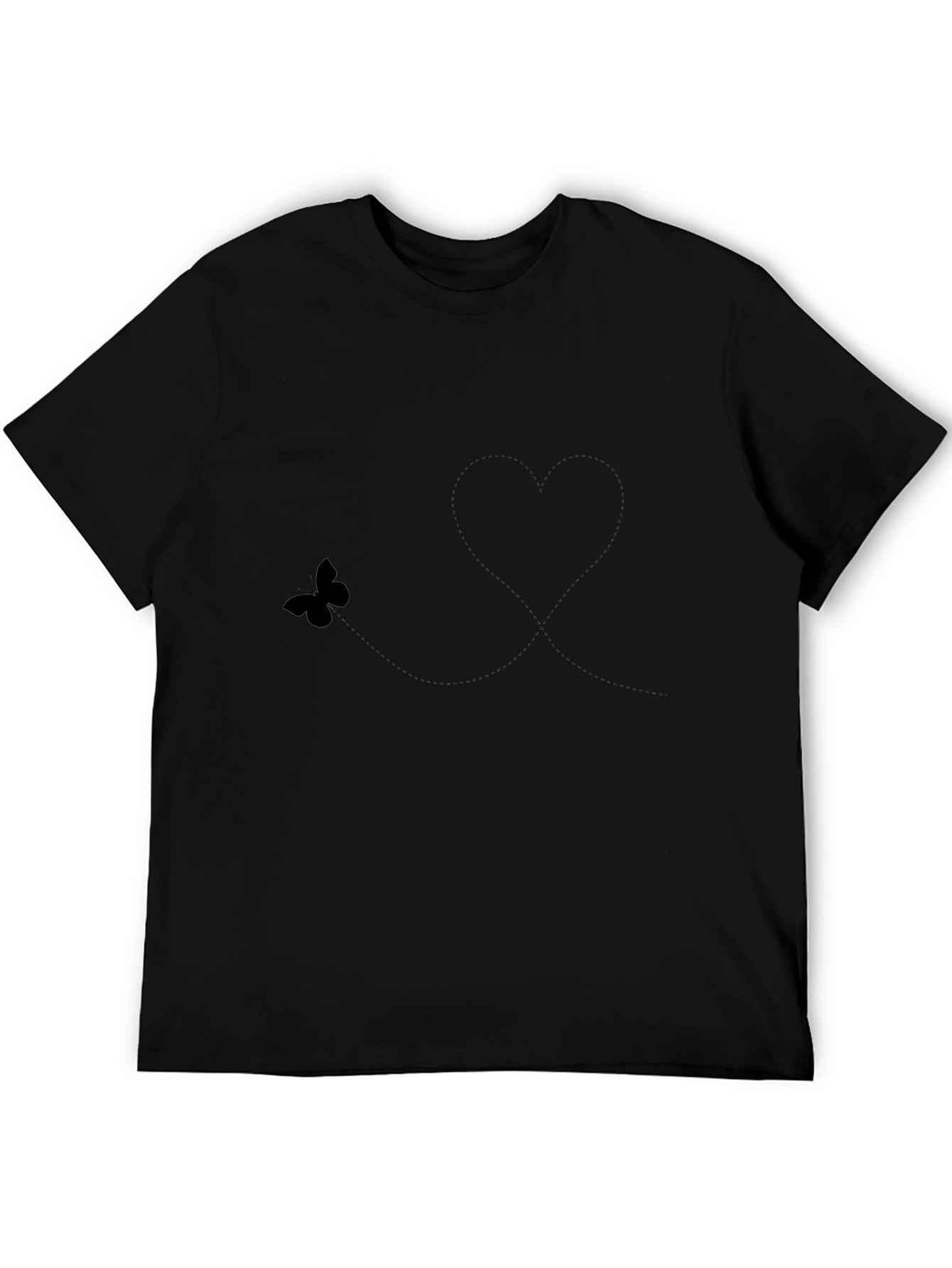 Butterfly Heart Graphic Black T-Shirt