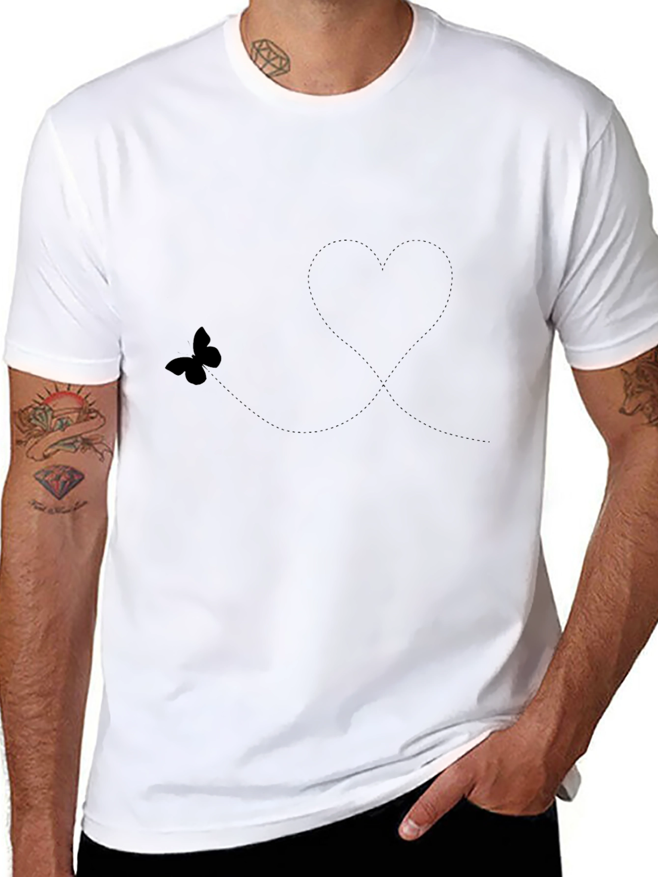 Butterfly Heart Graphic Black T-Shirt