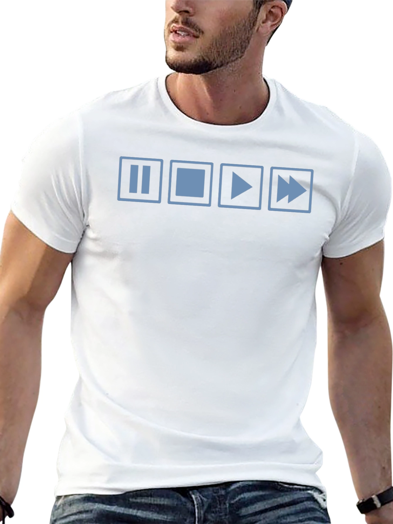 Pause Stop Play Fast Forward Graphic Tee