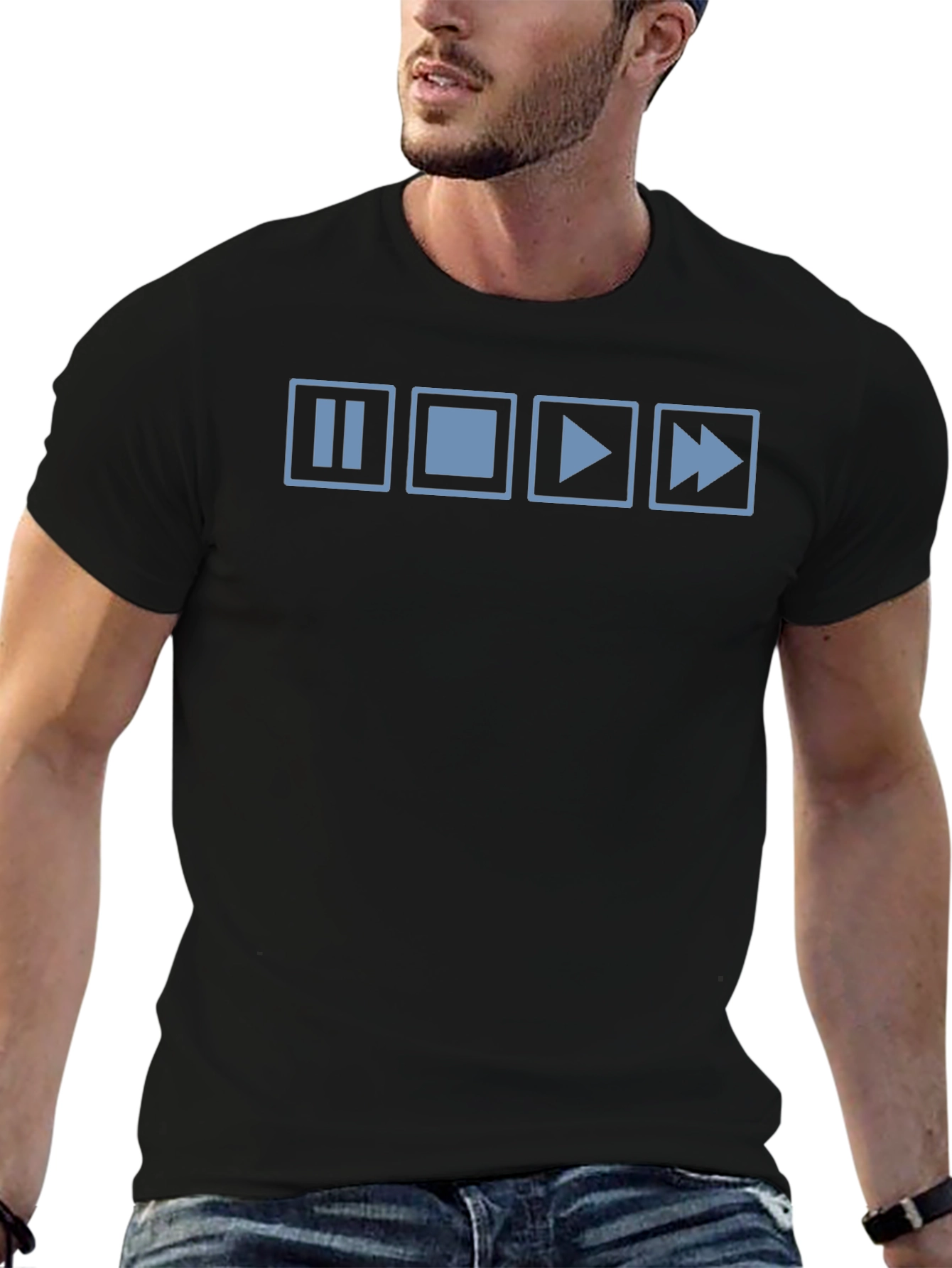 Pause Stop Play Fast Forward Graphic Tee