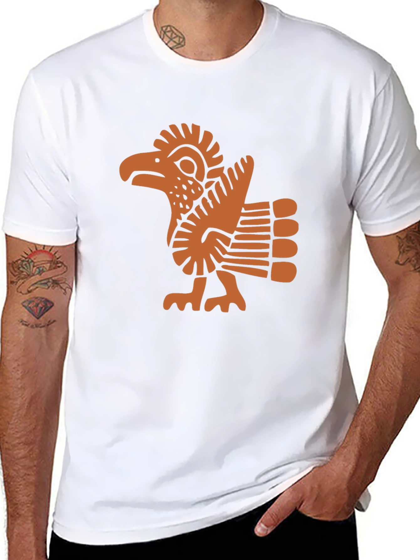 Aztec Eagle Graphic Tee - Black Cotton Blend