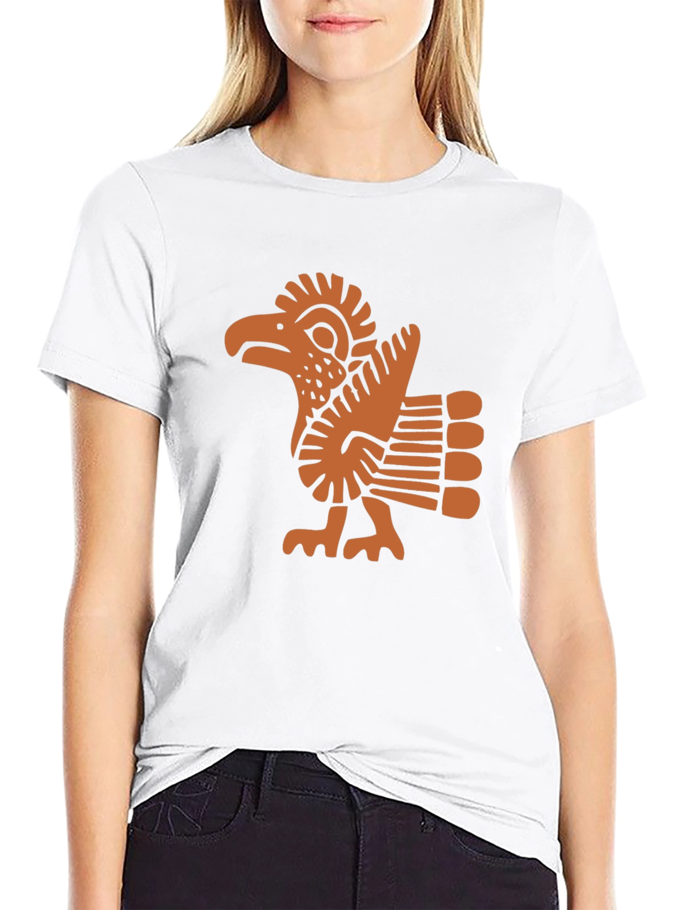 Aztec Eagle Graphic Tee - Black Cotton Blend
