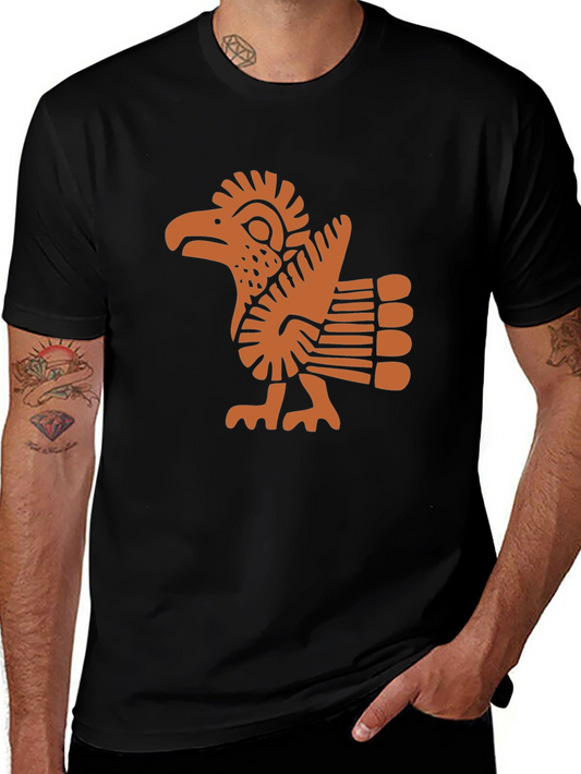 Aztec Eagle Graphic Tee - Black Cotton Blend