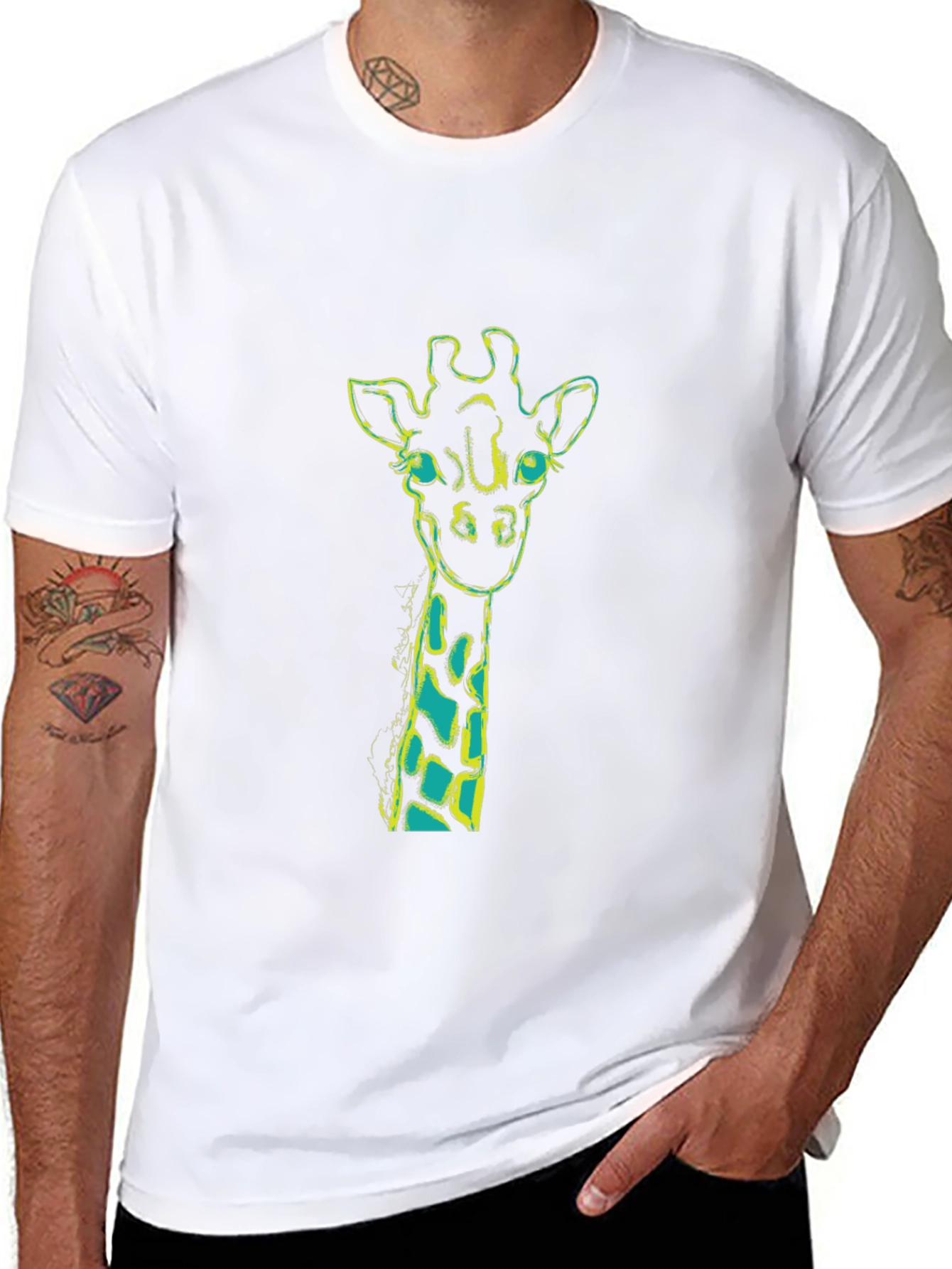 Giraffe Graphic Tee - Mens Black T-Shirt