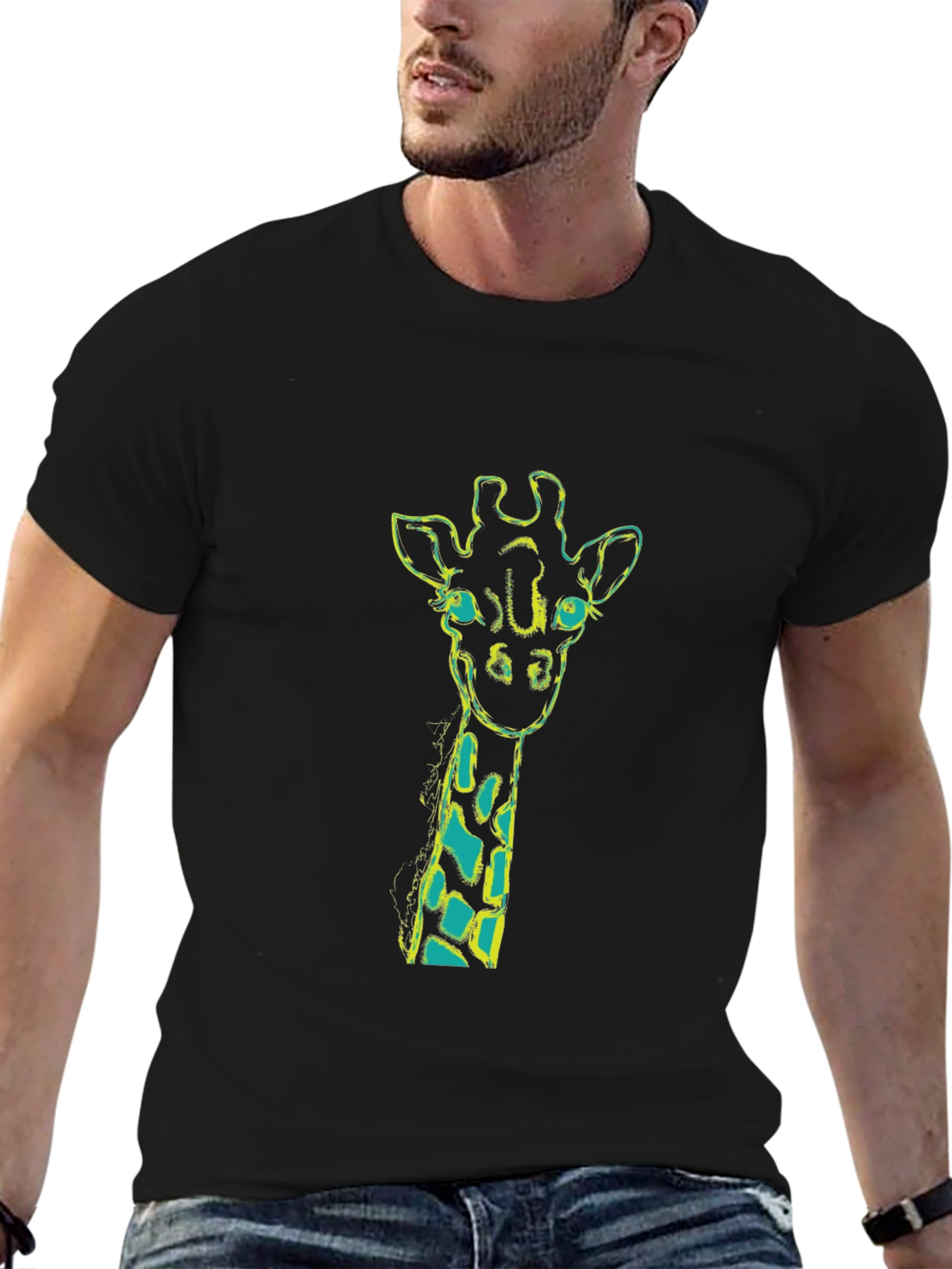 Giraffe Graphic Tee - Mens Black T-Shirt