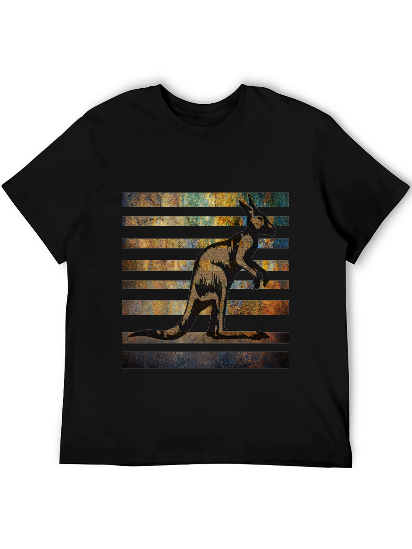 Kangaroo Graphic Tee - Black Cotton Blend Casual Wear