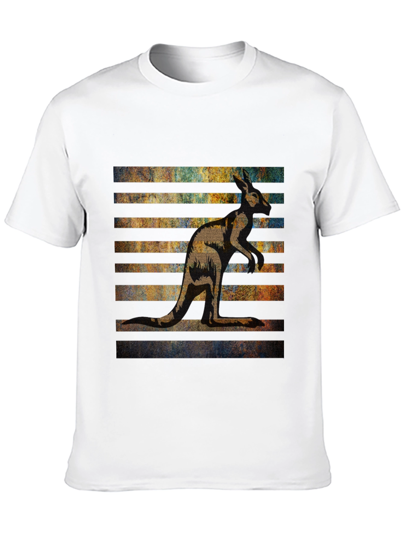 Kangaroo Graphic Tee - Black Cotton Blend Casual Wear